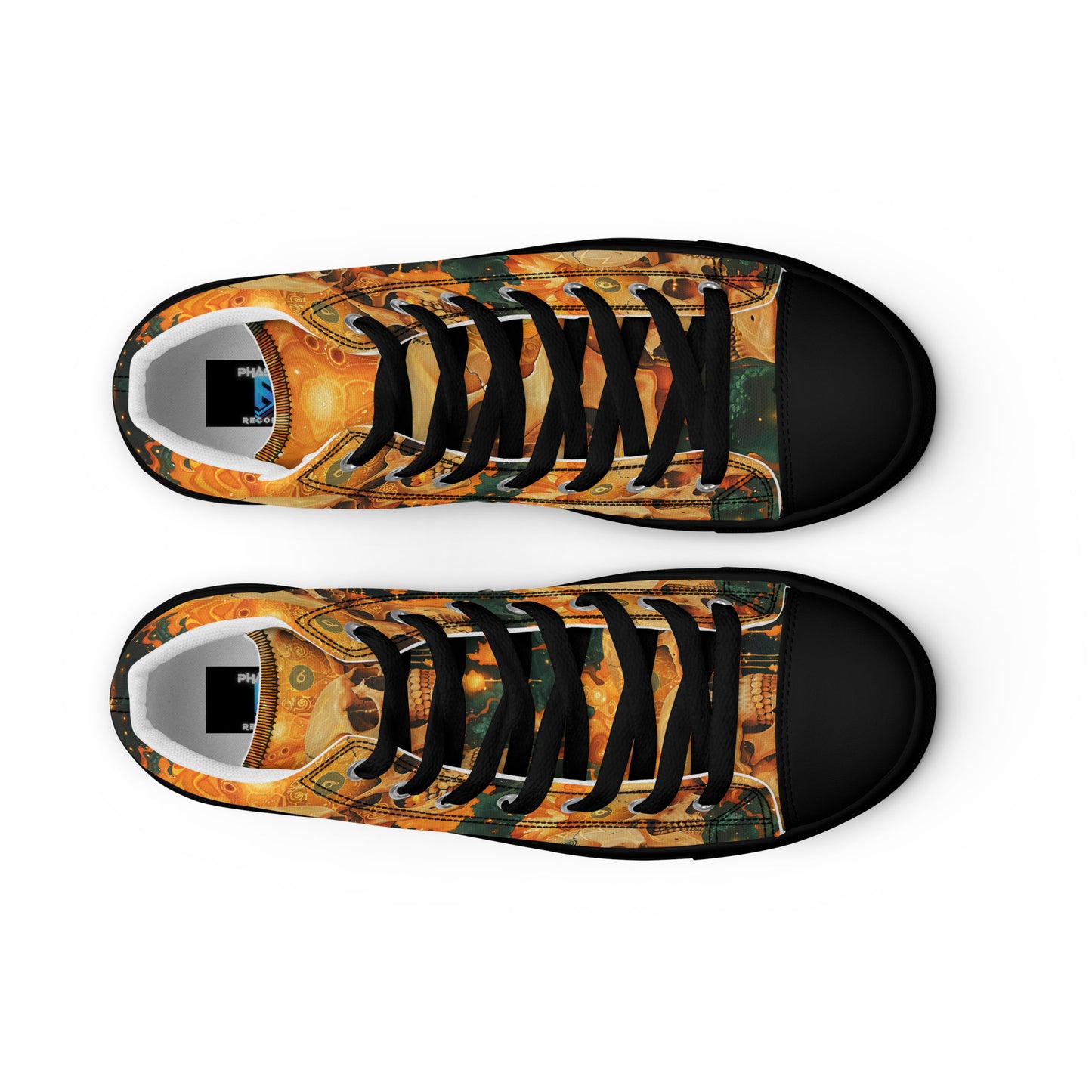 Flaming Skulls Men’s high top canvas shoes