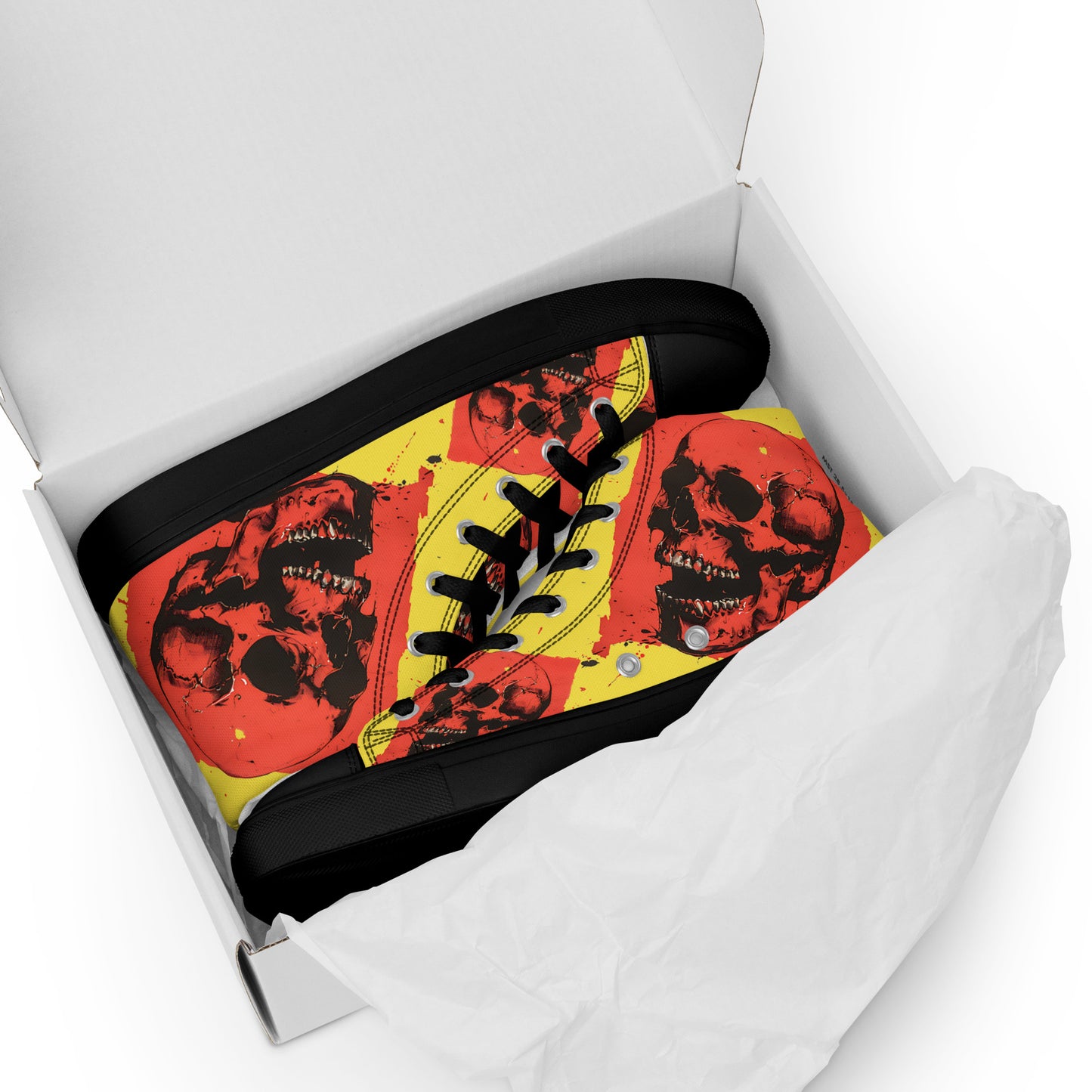 Red Skull Yellow Men’s high top canvas shoes