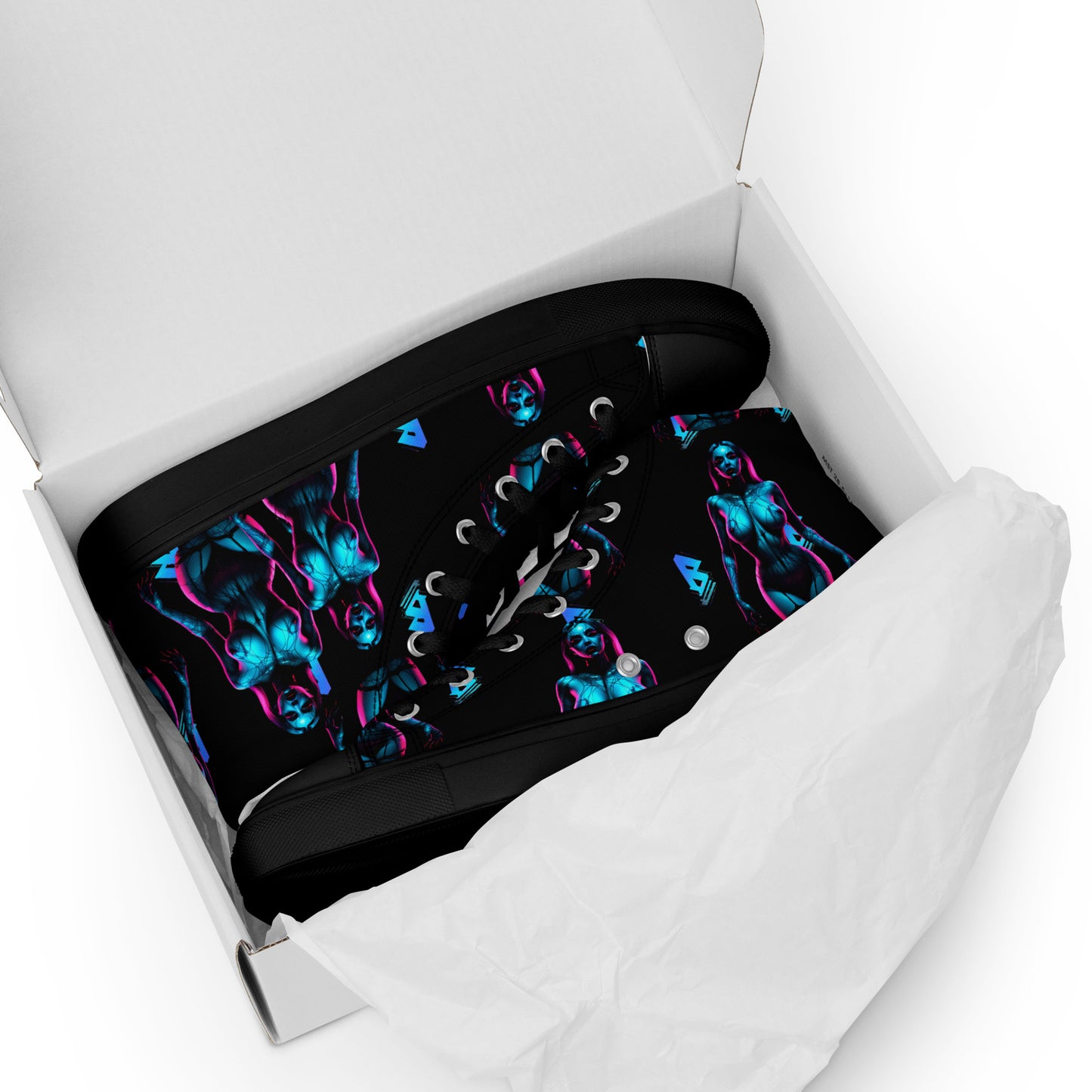 Pinup Turquoise Men’s high top canvas shoes