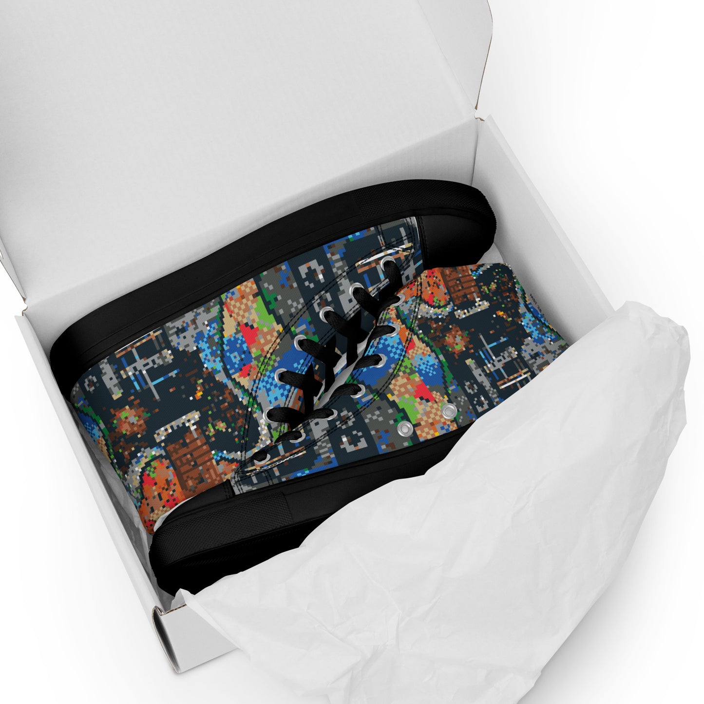 Pixel Guitar Men’s high top canvas shoes