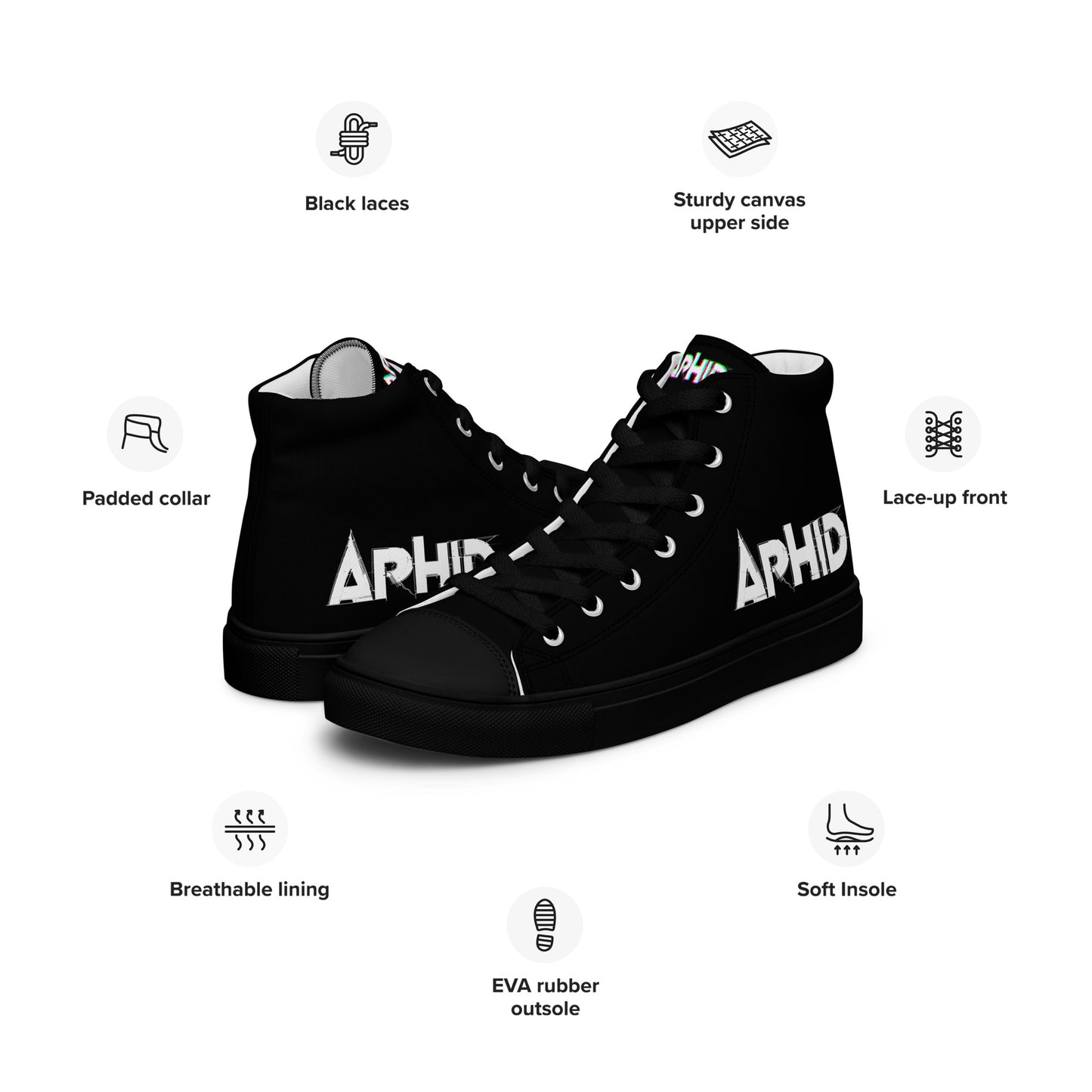 APHID - Men’s high top canvas Rock / Metal shoes - Free Delivery! Alternative Graphic footwear / Nu Metal