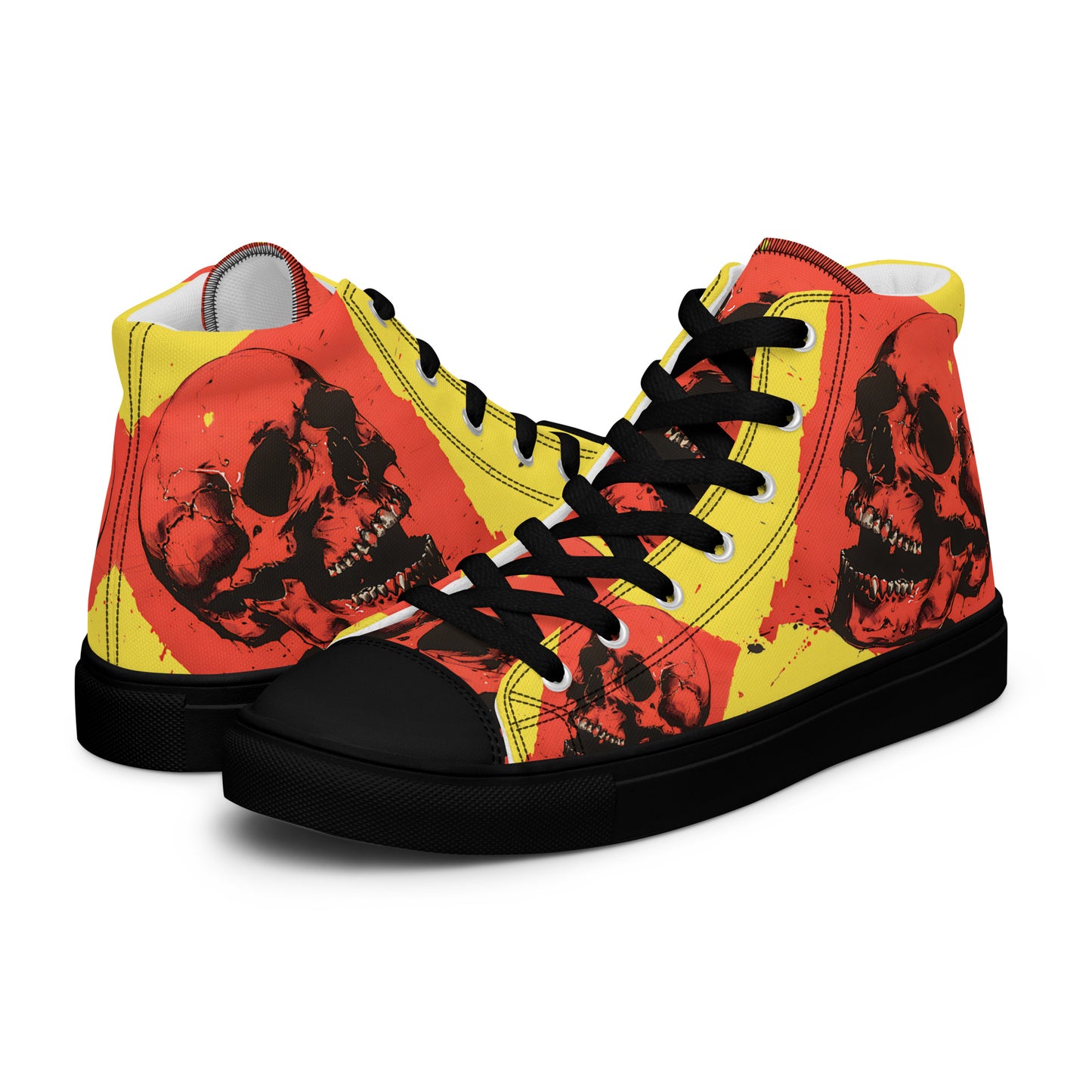 Red Skull Yellow Men’s high top canvas shoes