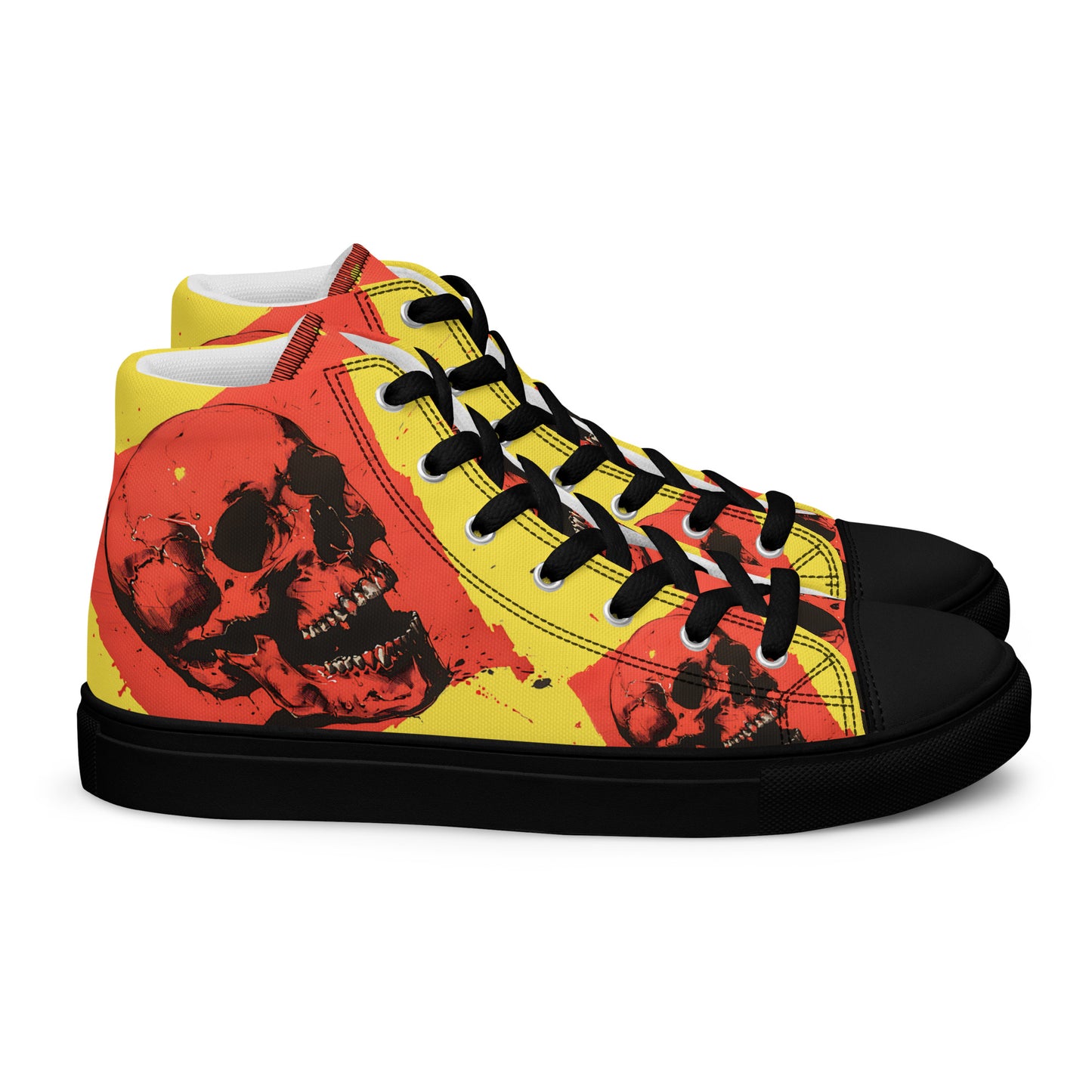 Red Skull Yellow Men’s high top canvas shoes