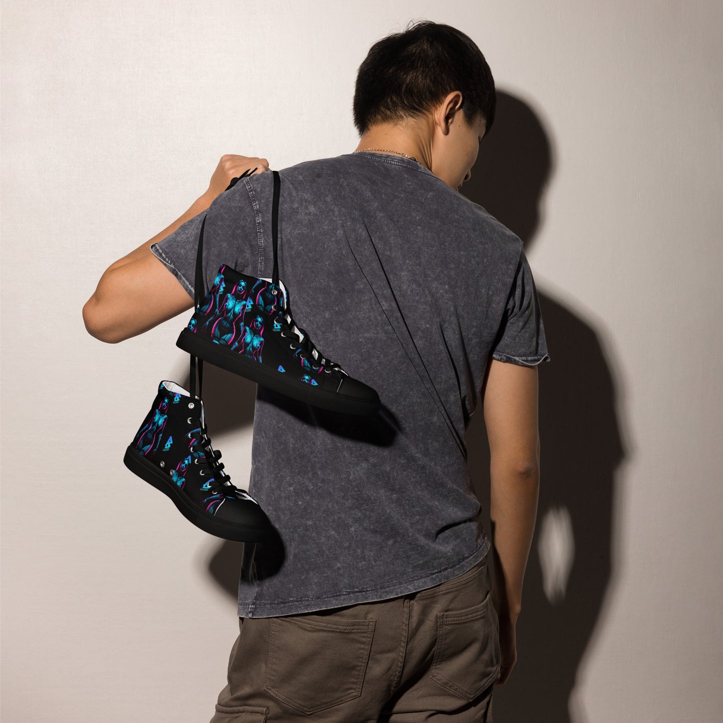 Pinup Turquoise Men’s high top canvas shoes