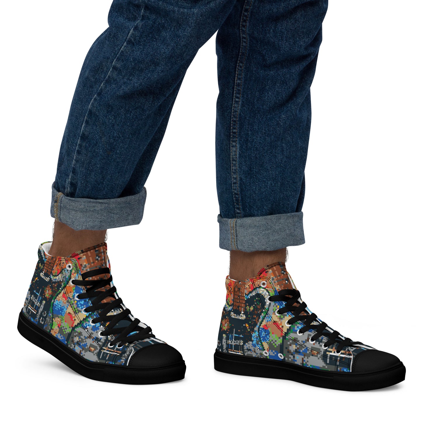 Pixel Guitar Men’s high top canvas shoes
