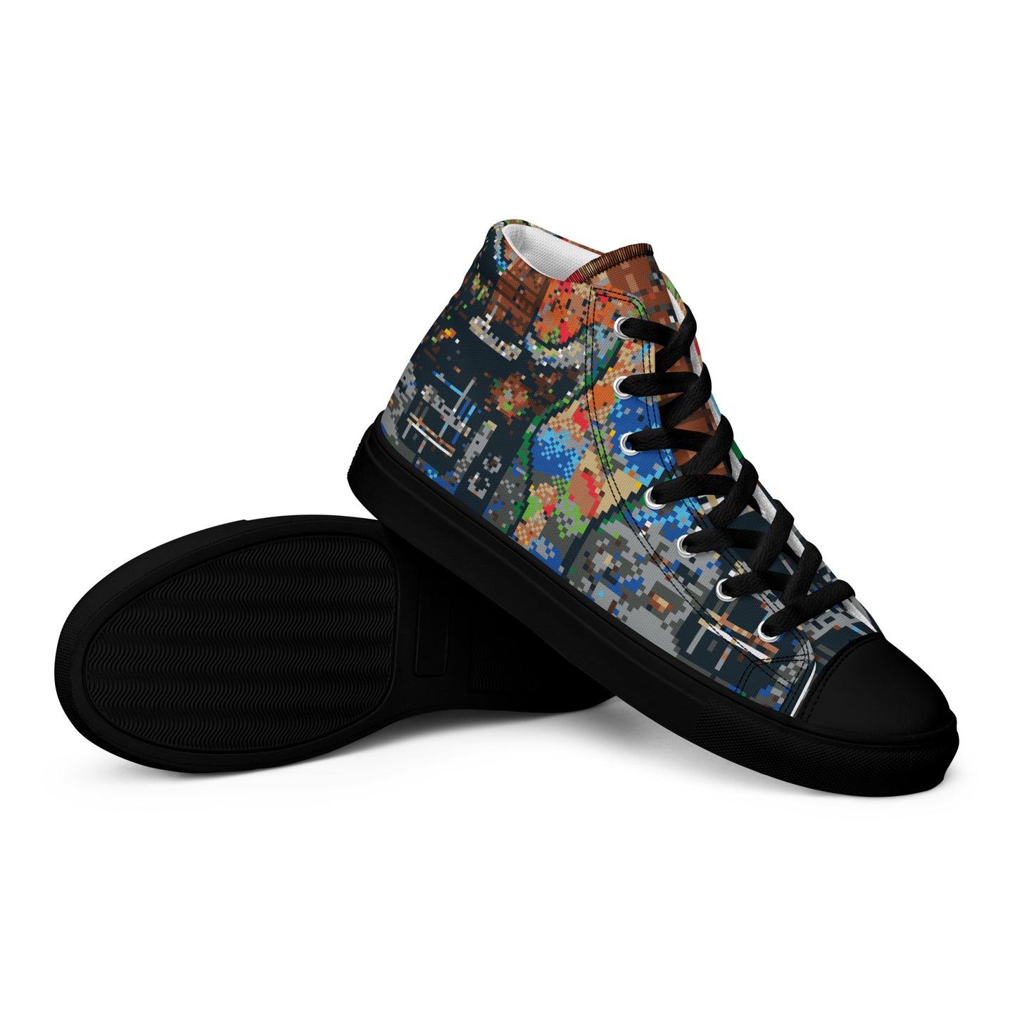 Pixel Guitar Men’s high top canvas shoes