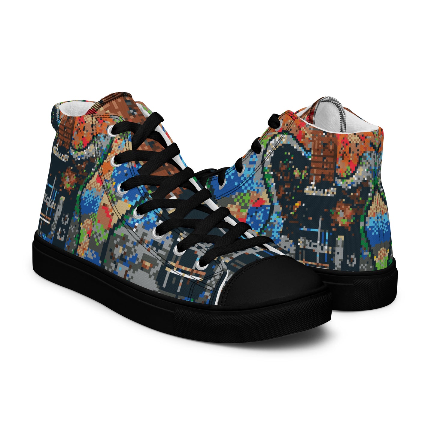 Pixel Guitar Men’s high top canvas shoes