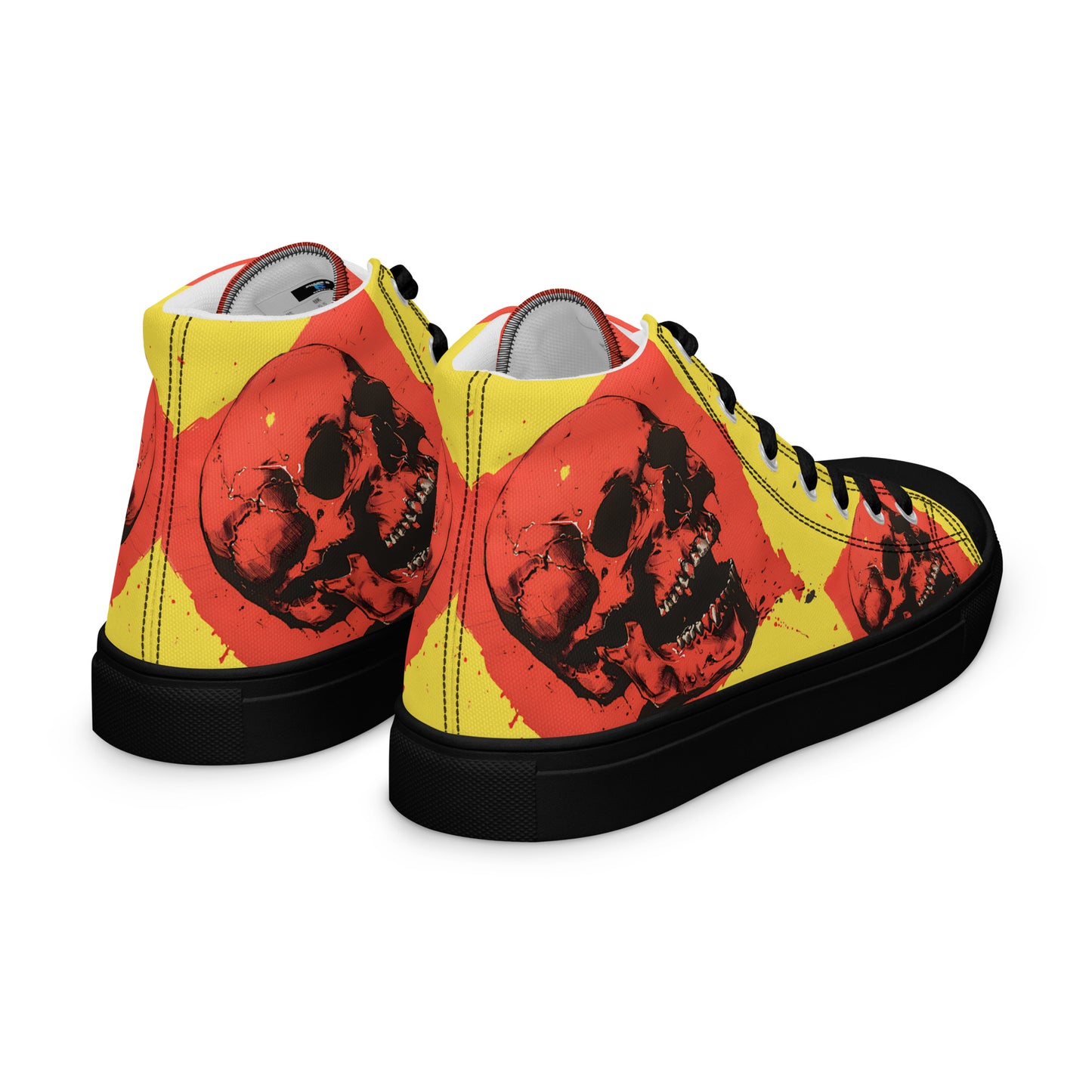 Red Skull Yellow Men’s high top canvas shoes
