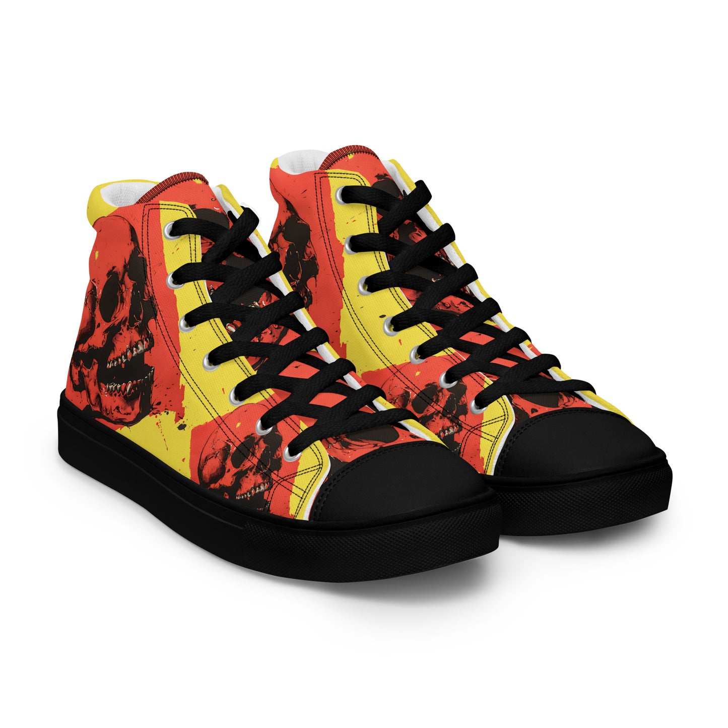 Red Skull Yellow Men’s high top canvas shoes