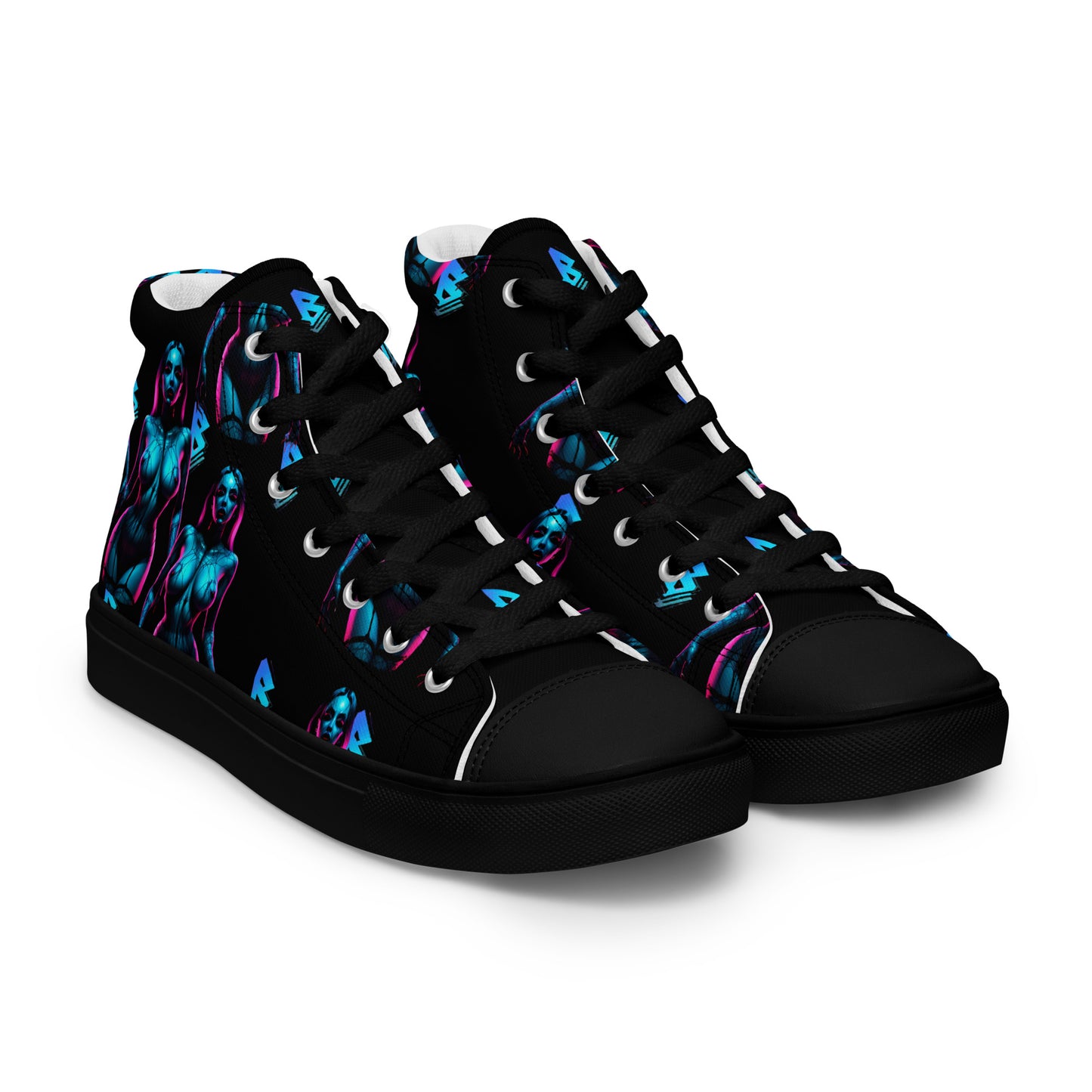 Pinup Turquoise Men’s high top canvas shoes