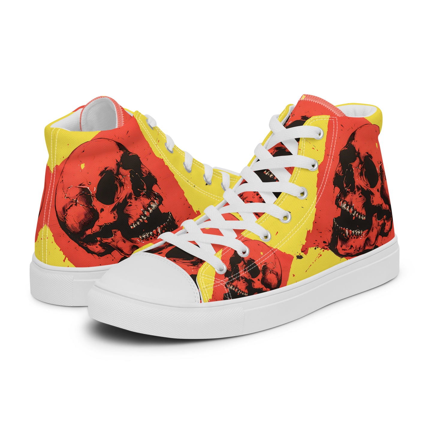 Red Skull Yellow Men’s high top canvas shoes