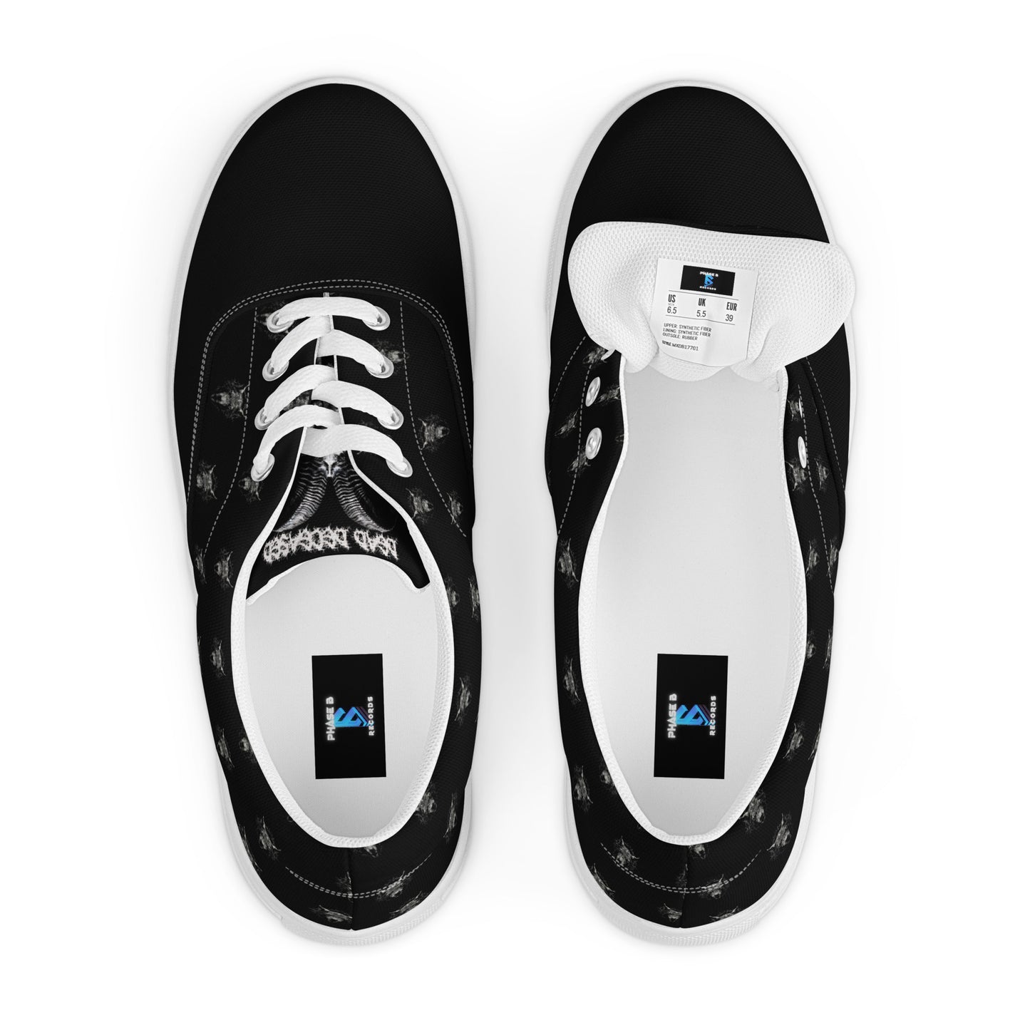 Dead Deceased Men’s lace-up canvas shoes - Free Delivery! Rock / Metal / Gothic Alternative - Alternative Apparel Only from Phase B Records.