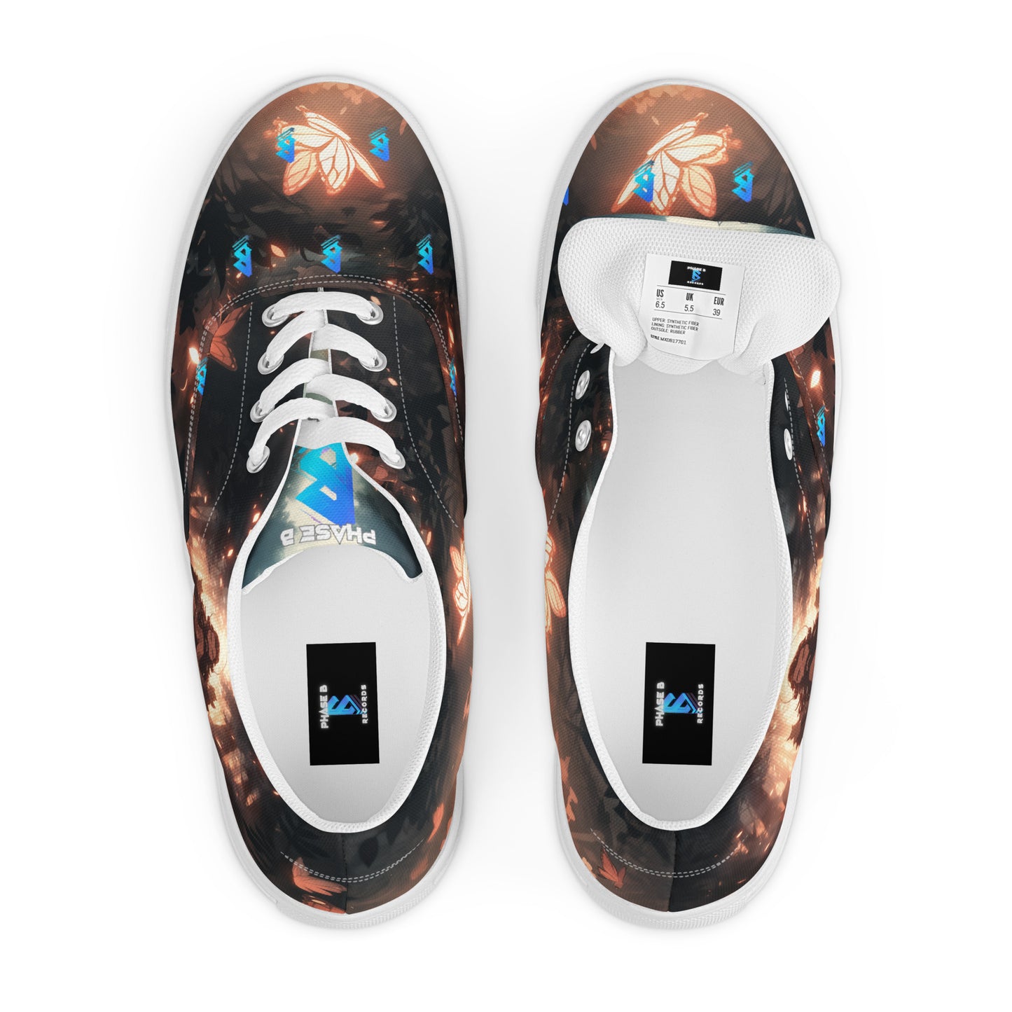 Phase B Music Men’s lace-up canvas shoes - Free Delivery! UK Techno / EDM / Electronic Graphic Merch / Alternative Apparel and Merch Only from Phase B Records.