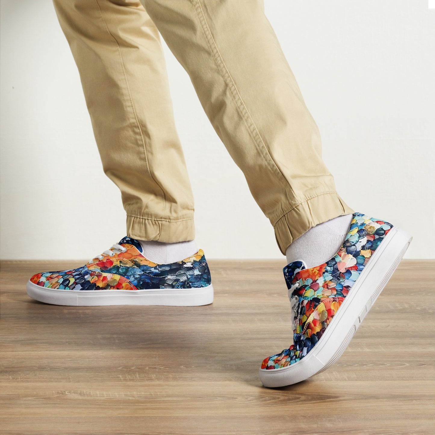 Abstract Beach Oils Men’s lace-up canvas shoes – Free Delivery! Rock / Metal / Gothic / EDM / Clubwear - Alternative Apparel Only from Phase B Records.