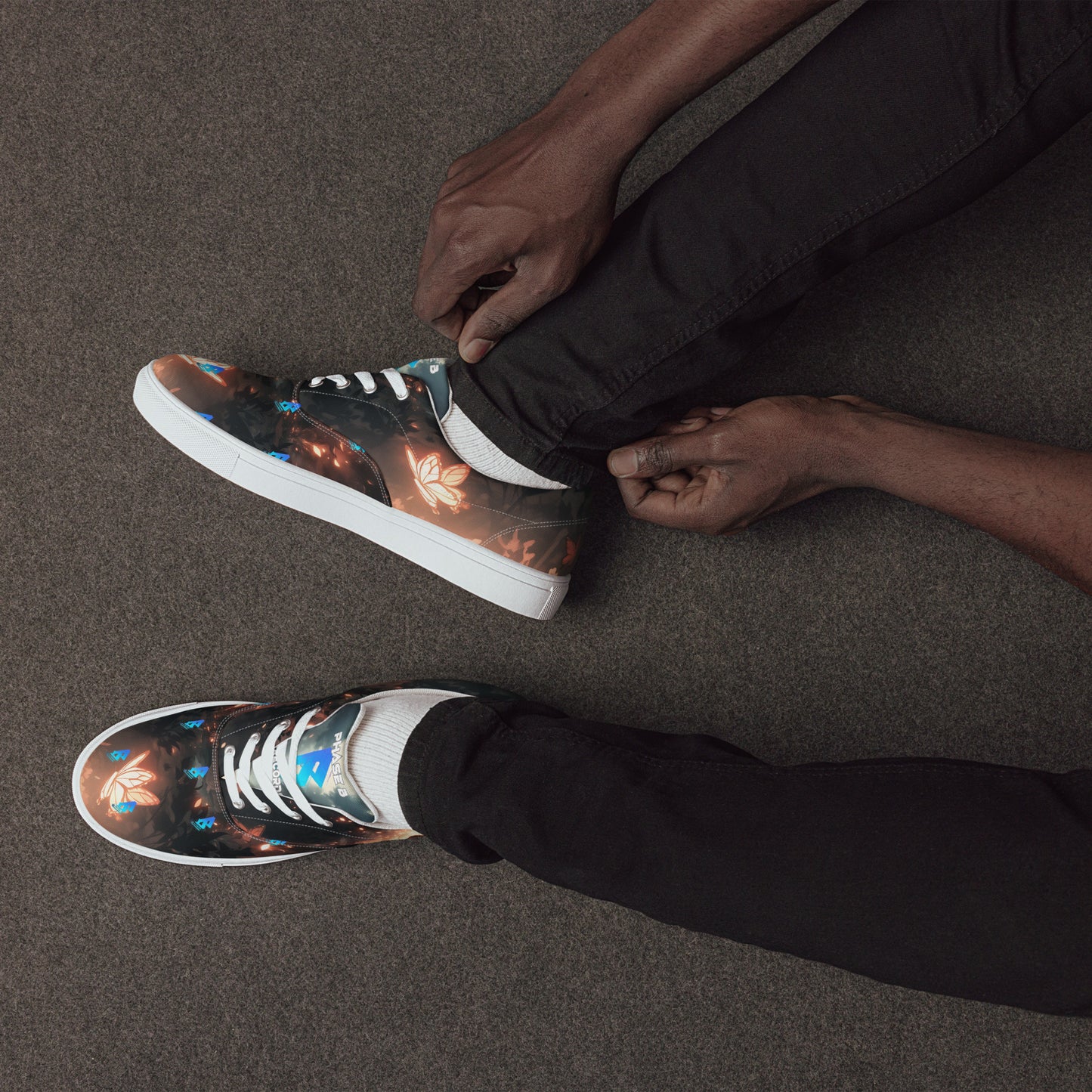 Phase B Music Men’s lace-up canvas shoes - Free Delivery! UK Techno / EDM / Electronic Graphic Merch / Alternative Apparel and Merch Only from Phase B Records.