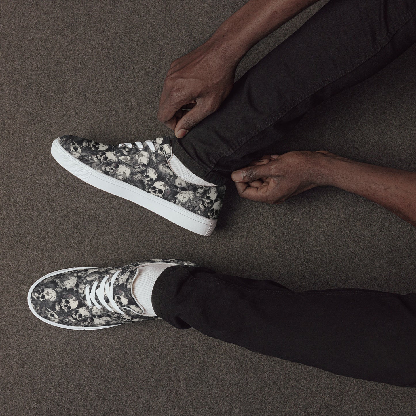 Gothic Skulls Men’s lace-up canvas shoes