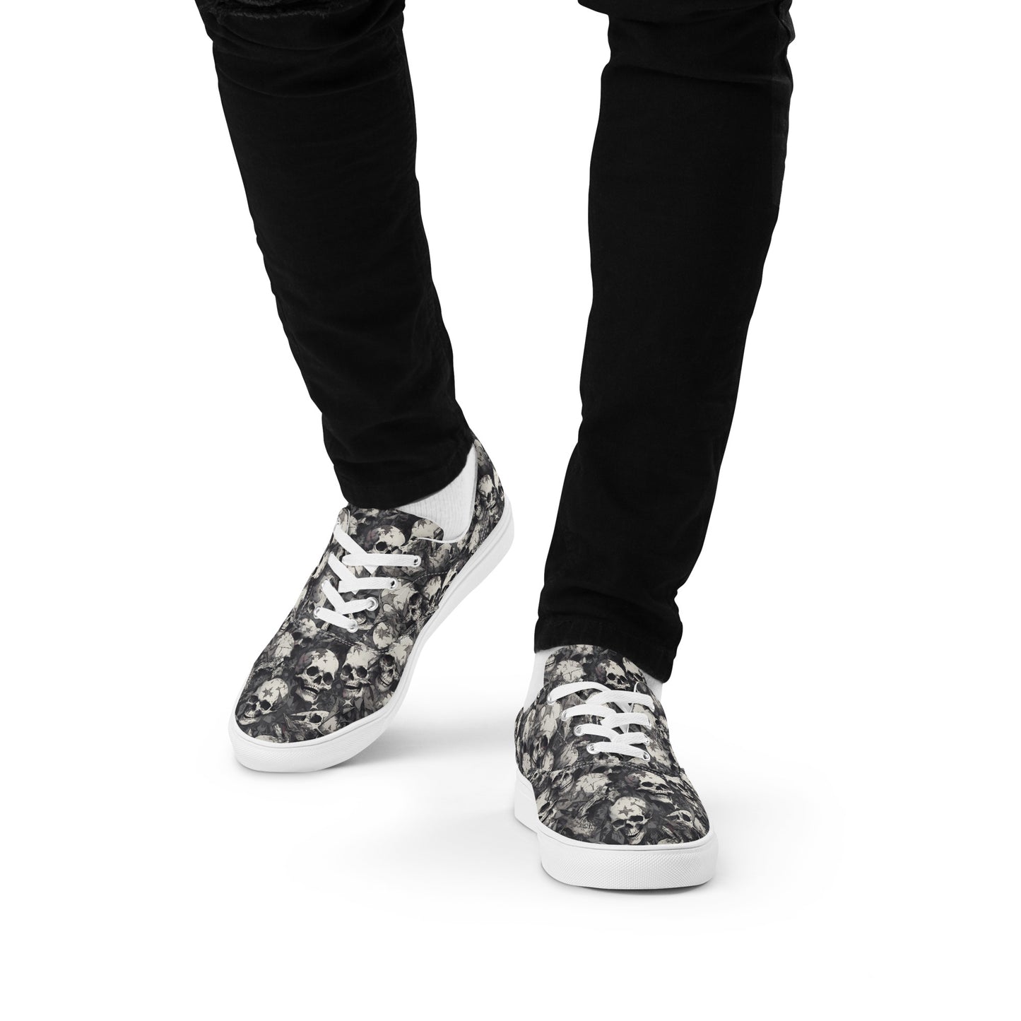 Gothic Skulls Men’s lace-up canvas shoes