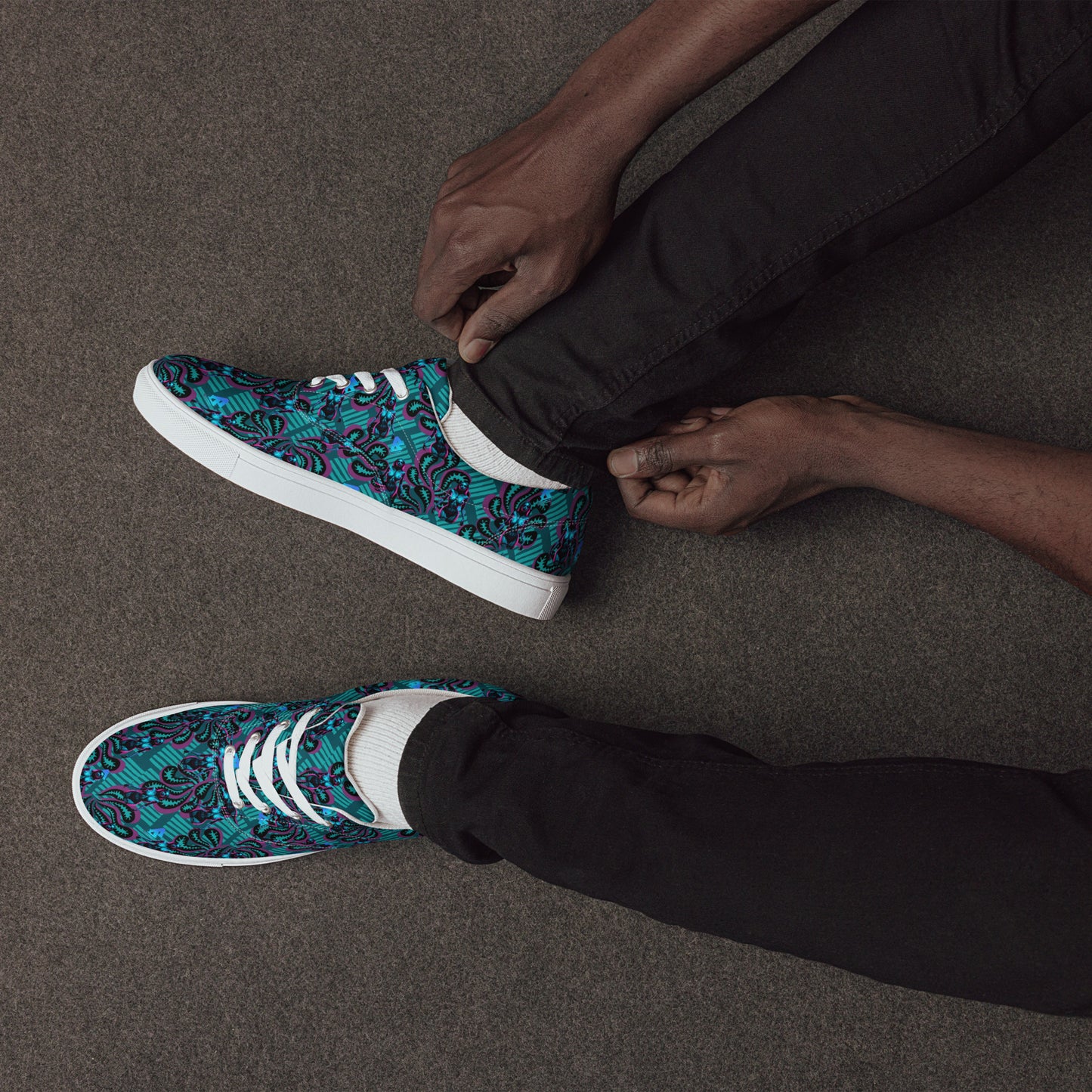 Pinup Turquoise Men’s lace-up canvas shoes
