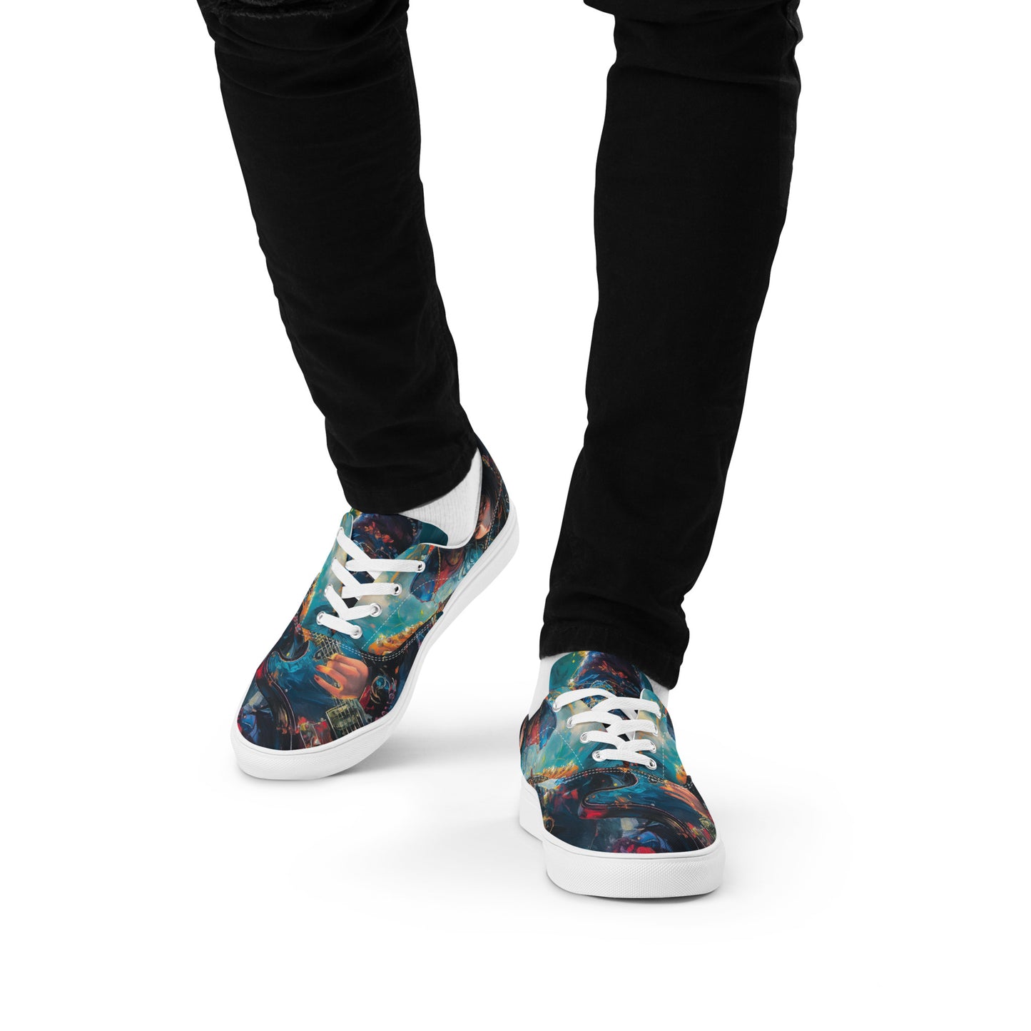 Anime Guitar Girl Men’s lace-up canvas shoes