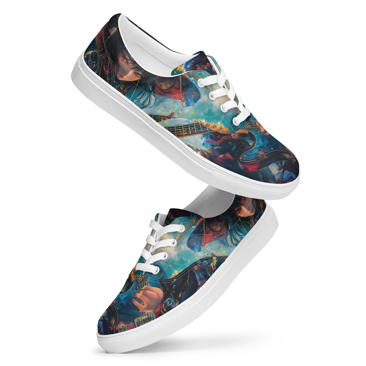 Anime Guitar Girl Men’s lace-up canvas shoes