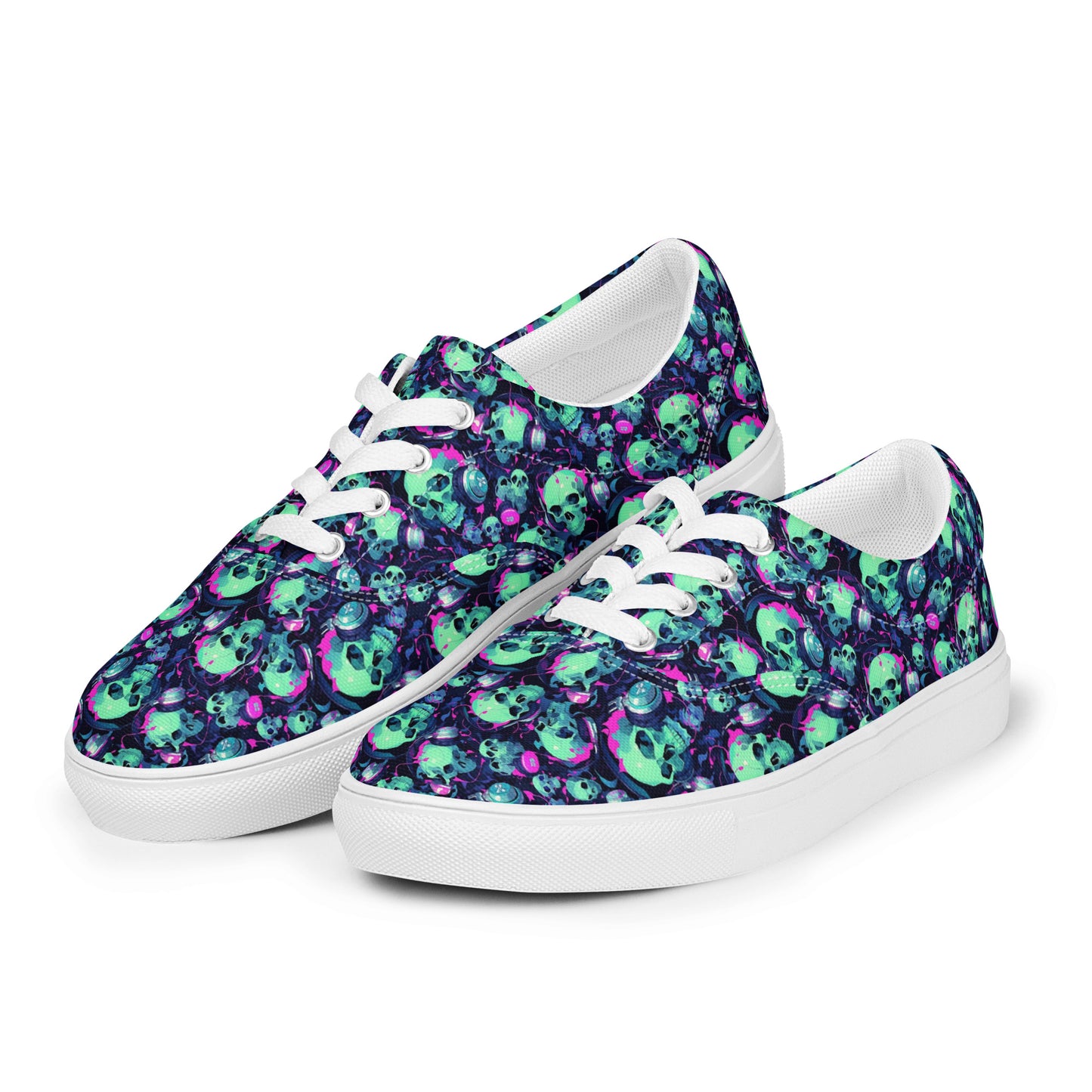 Turquoise Skulls Men’s lace-up canvas shoes