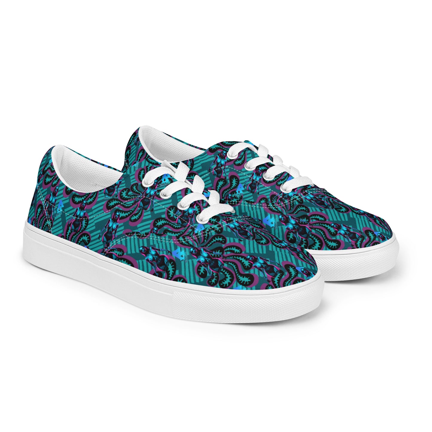 Pinup Turquoise Men’s lace-up canvas shoes