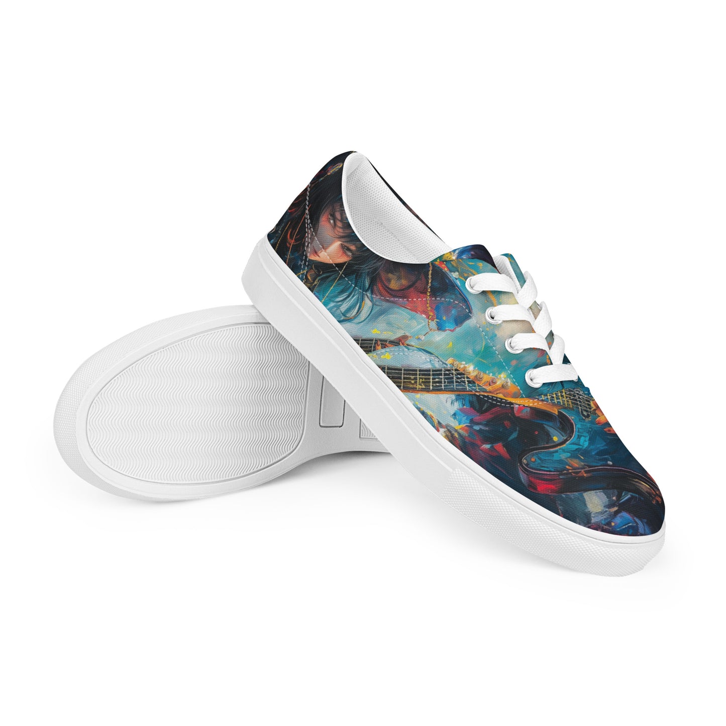 Anime Guitar Girl Men’s lace-up canvas shoes