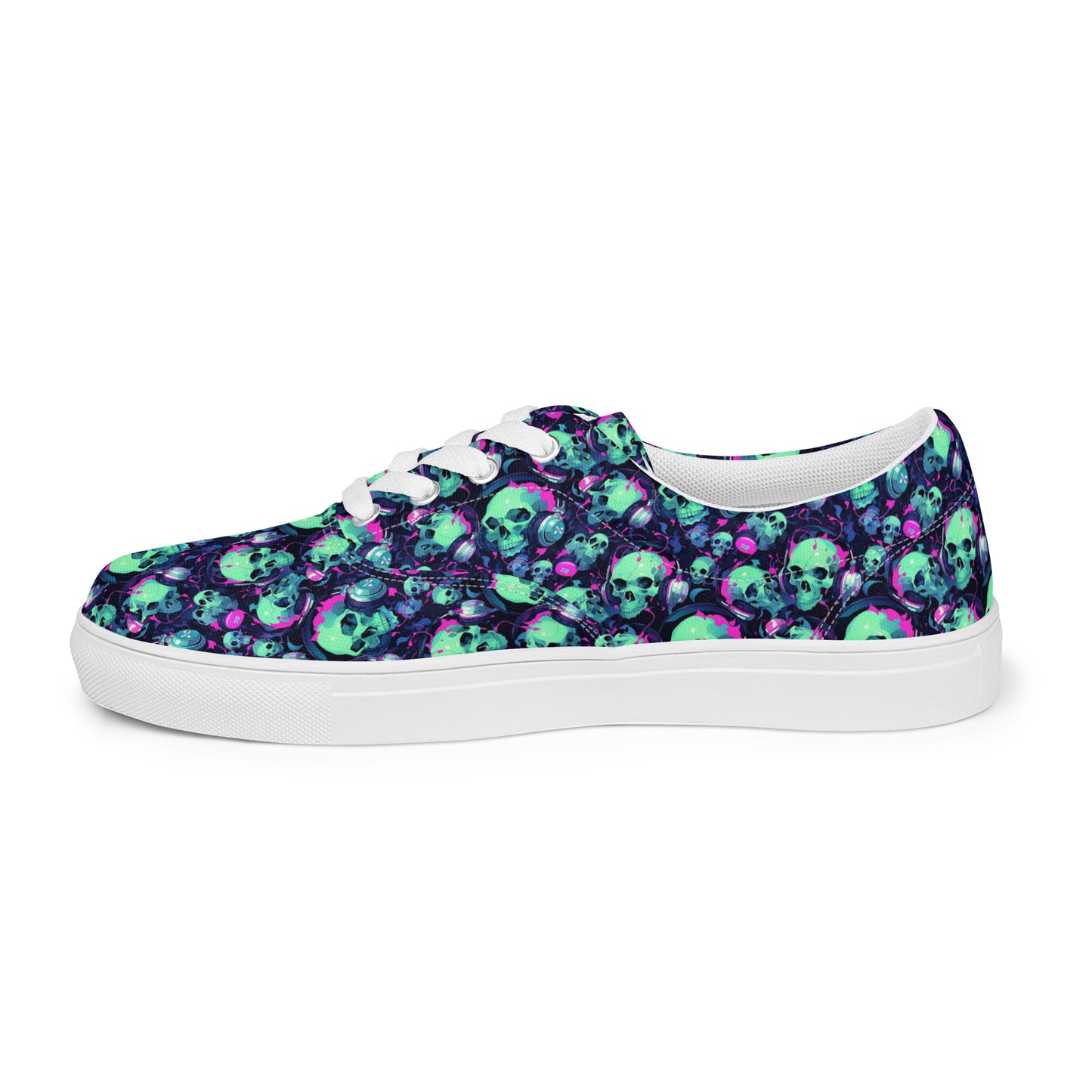 Turquoise Skulls Men’s lace-up canvas shoes