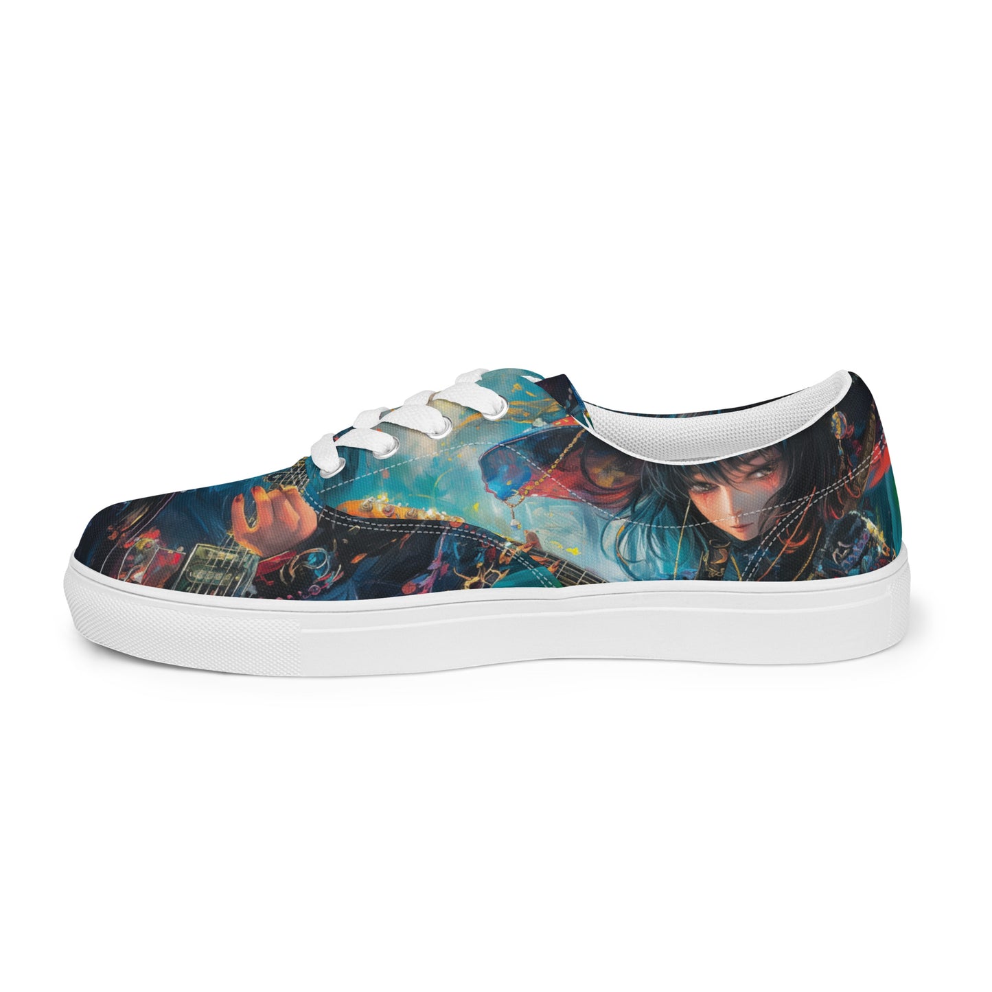 Anime Guitar Girl Men’s lace-up canvas shoes