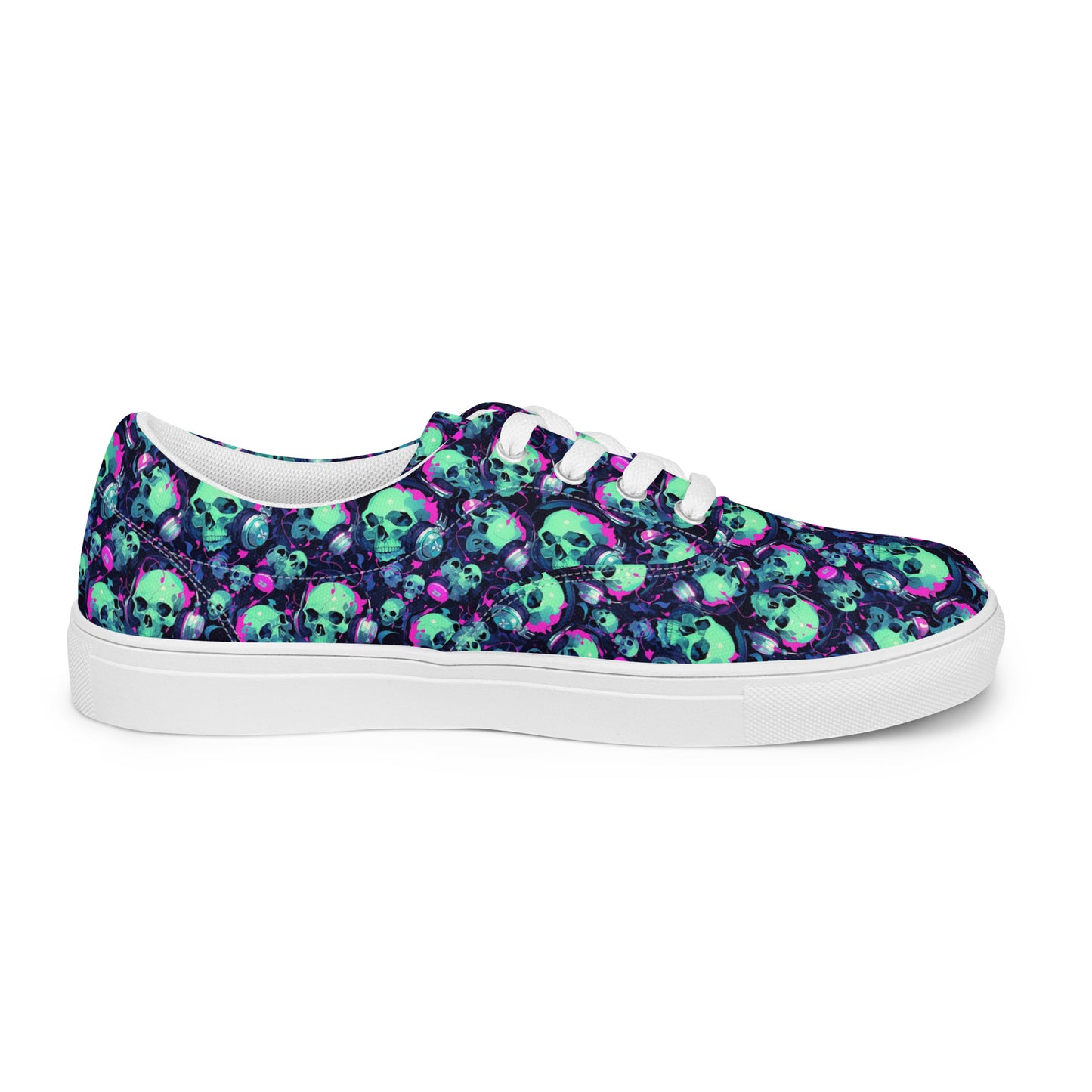 Turquoise Skulls Men’s lace-up canvas shoes