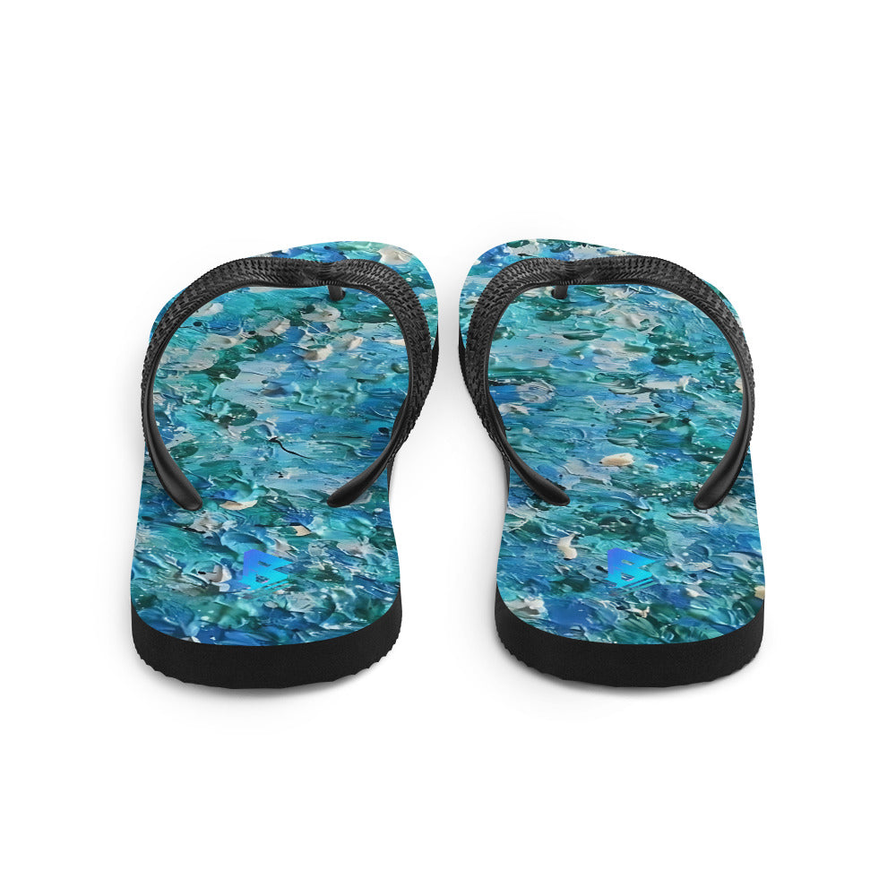 Abstract Blues Flip-Flops – Free Delivery! Rock / Metal / Gothic / EDM / Clubwear - Alternative Apparel Only from Phase B Records.