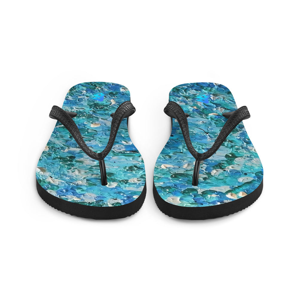 Abstract Blues Flip-Flops – Free Delivery! Rock / Metal / Gothic / EDM / Clubwear - Alternative Apparel Only from Phase B Records.