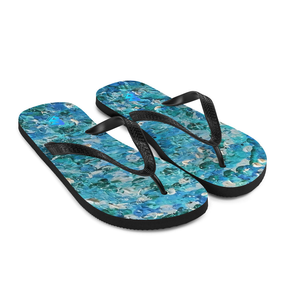 Abstract Blues Flip-Flops – Free Delivery! Rock / Metal / Gothic / EDM / Clubwear - Alternative Apparel Only from Phase B Records.