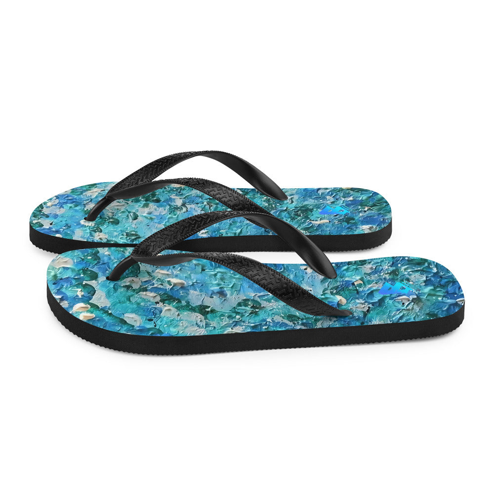Abstract Blues Flip-Flops – Free Delivery! Rock / Metal / Gothic / EDM / Clubwear - Alternative Apparel Only from Phase B Records.