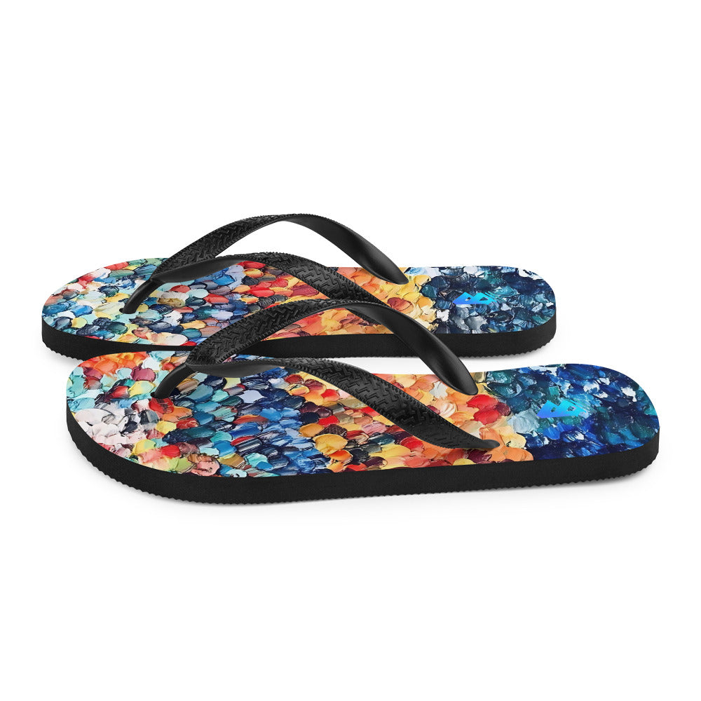 Abstract Beach Oils Flip-Flops – Free Delivery! Rock / Metal / Gothic / EDM / Clubwear - Alternative Apparel Only from Phase B Records.