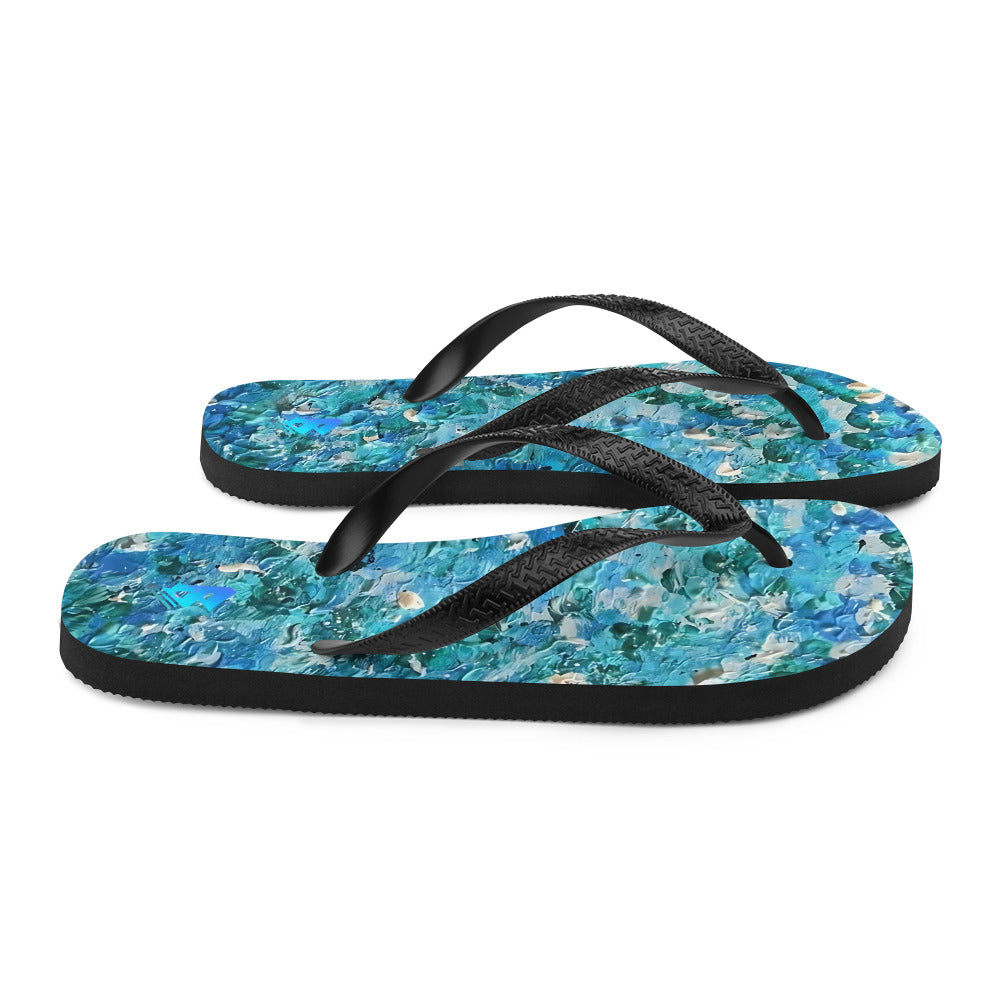Abstract Blues Flip-Flops – Free Delivery! Rock / Metal / Gothic / EDM / Clubwear - Alternative Apparel Only from Phase B Records.