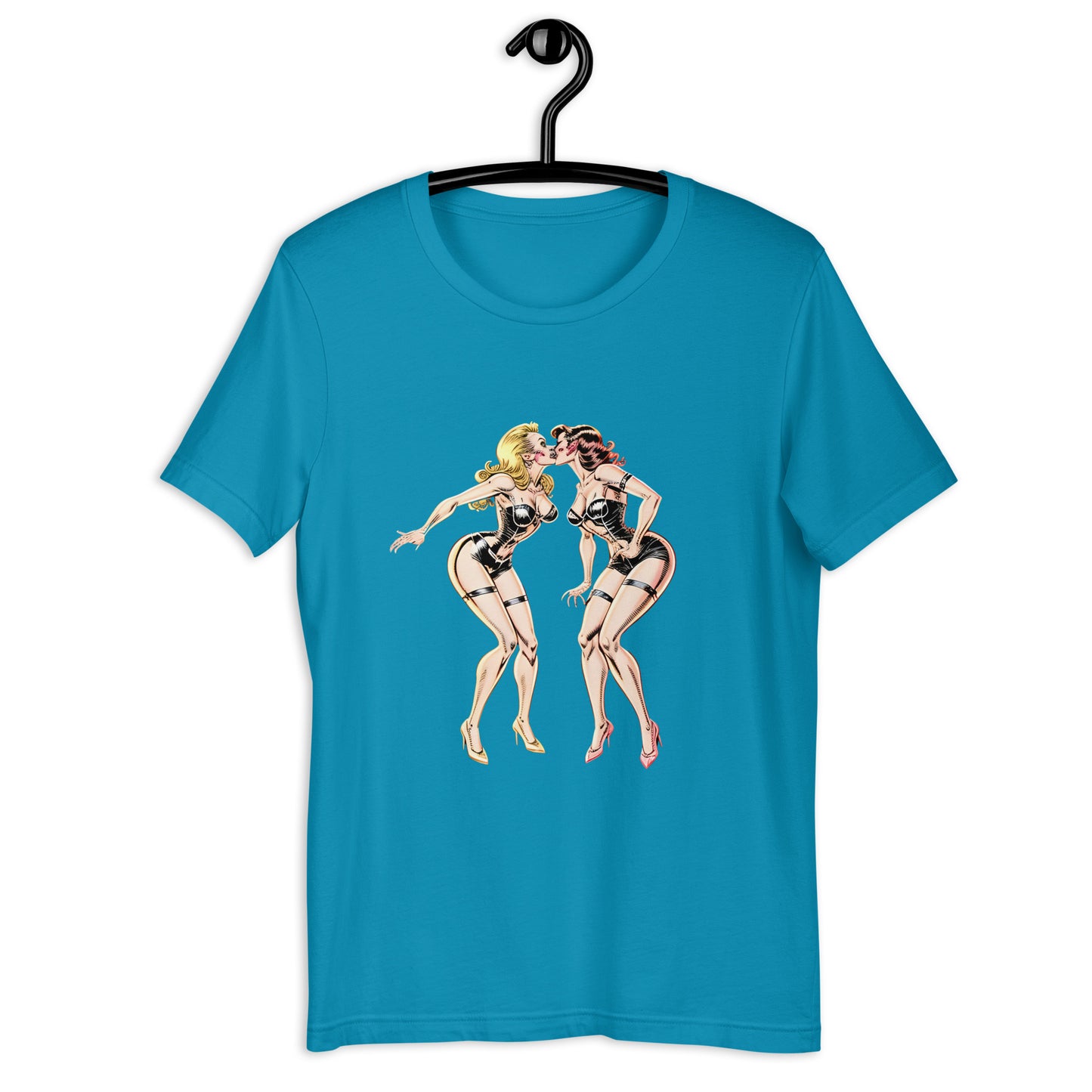 Two Rocker Kissing Pinup Girls Unisex t-shirt