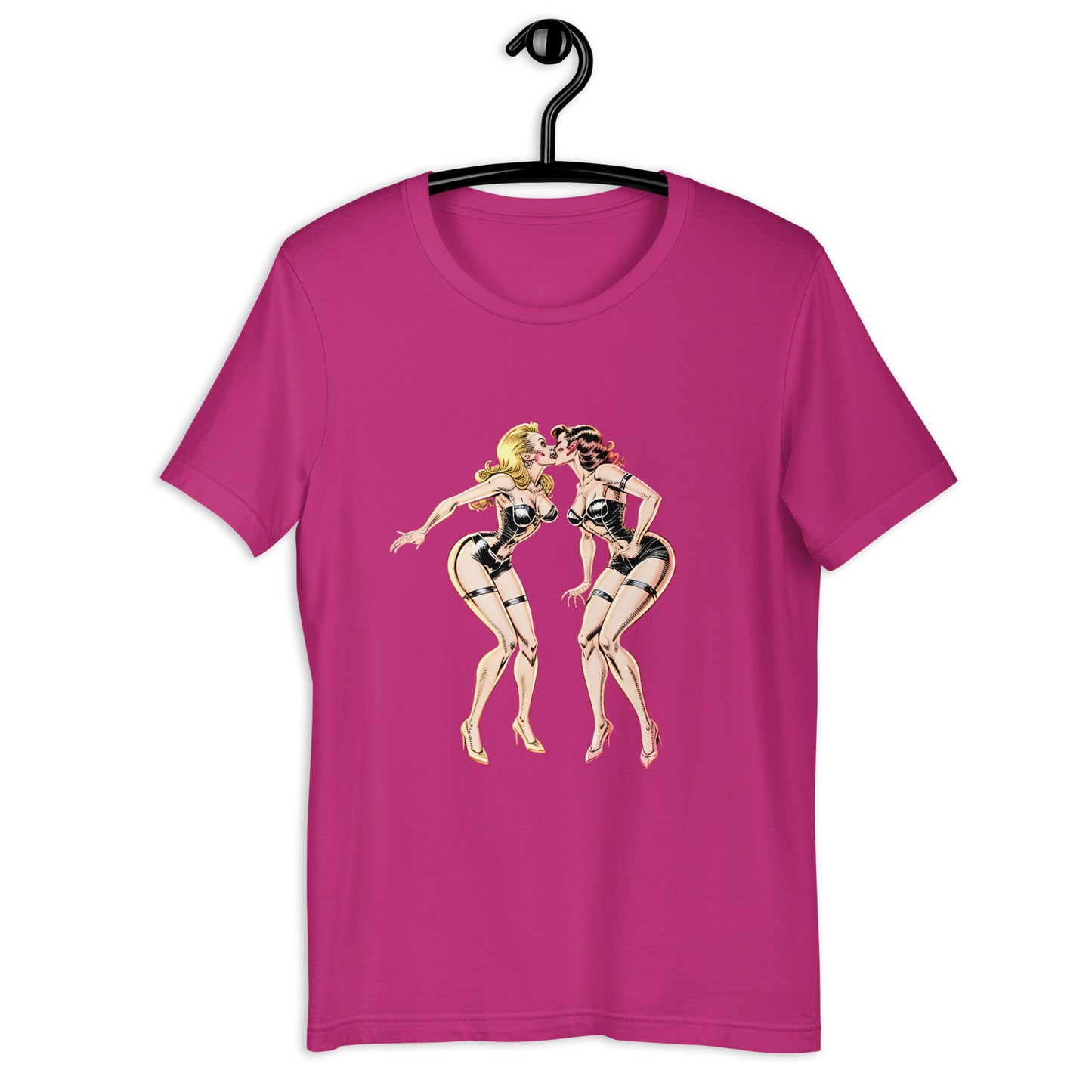 Two Rocker Kissing Pinup Girls Unisex t-shirt