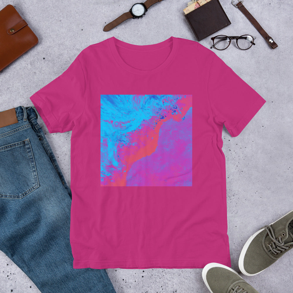 Pink & Blue Abstract Ocean Unisex T-Shirt