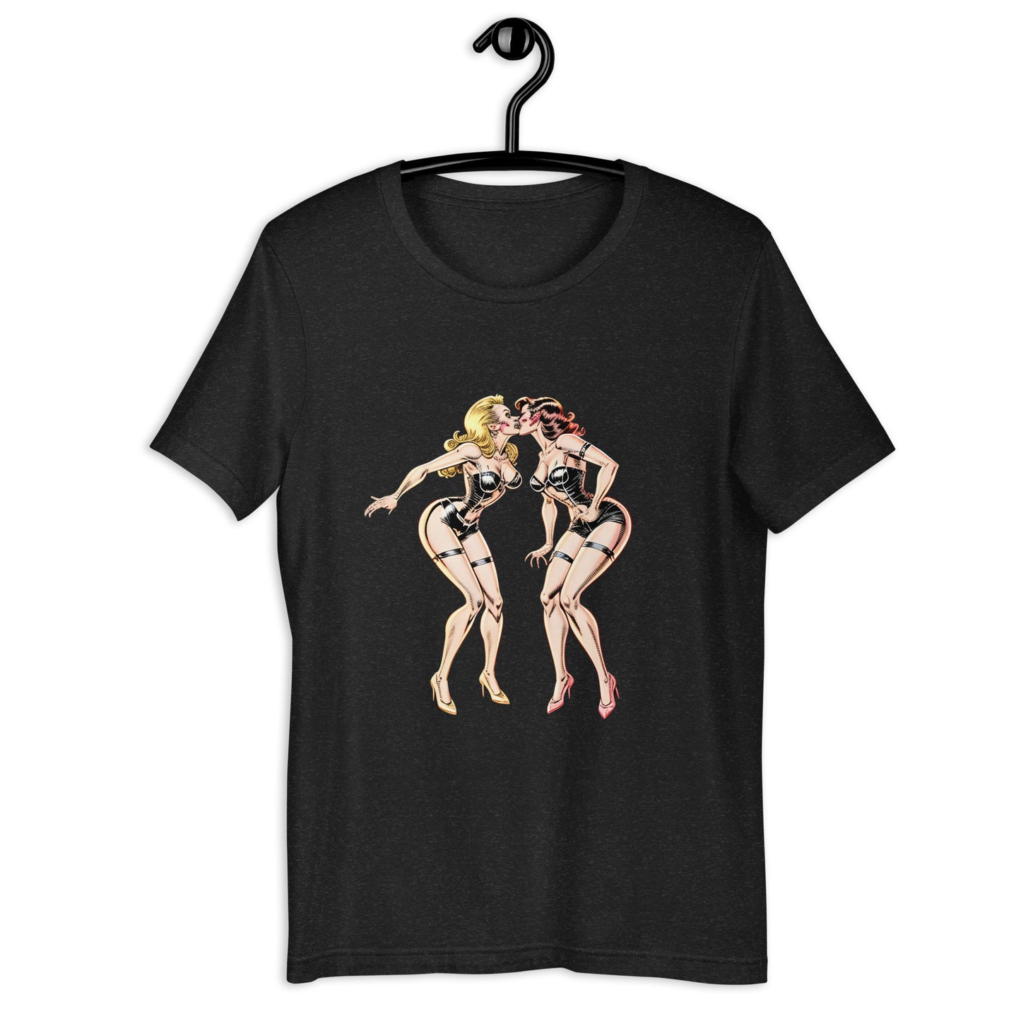 Two Rocker Kissing Pinup Girls Unisex t-shirt