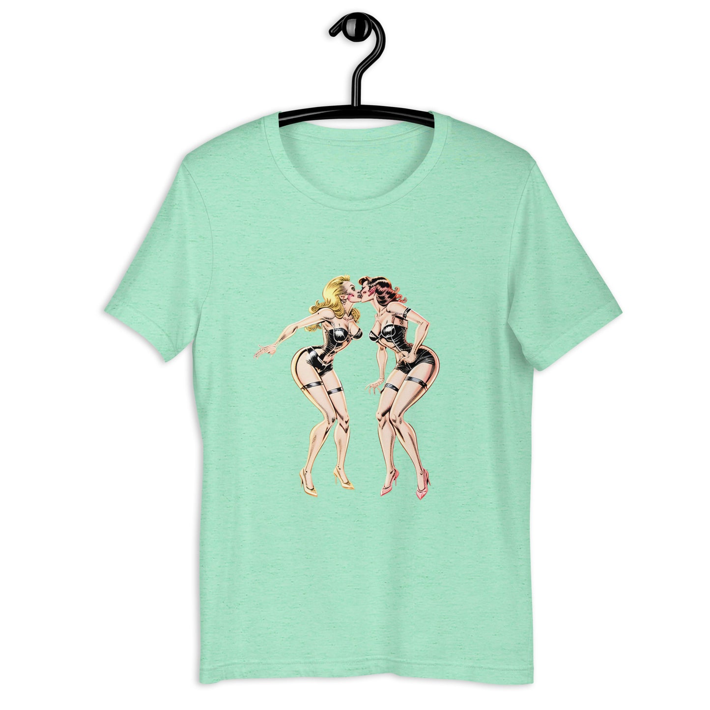 Two Rocker Kissing Pinup Girls Unisex t-shirt
