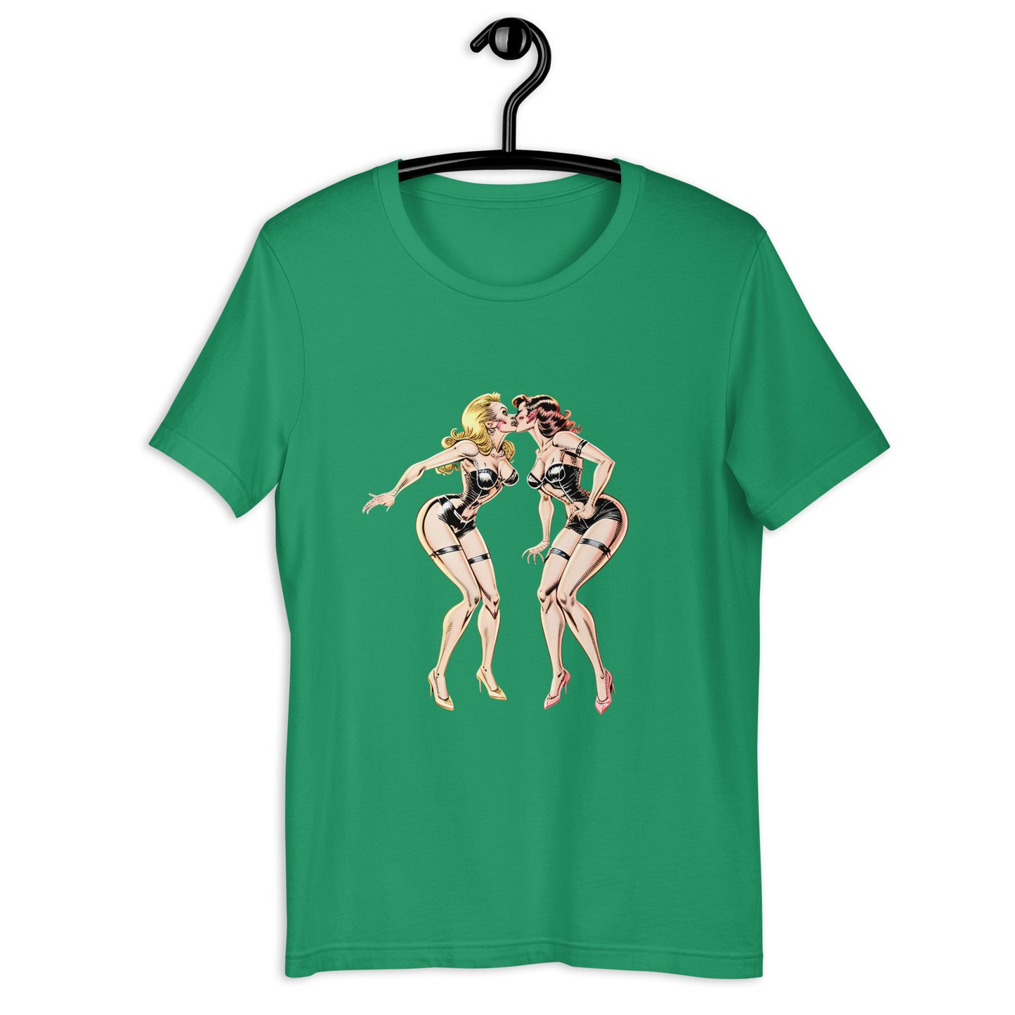 Two Rocker Kissing Pinup Girls Unisex t-shirt
