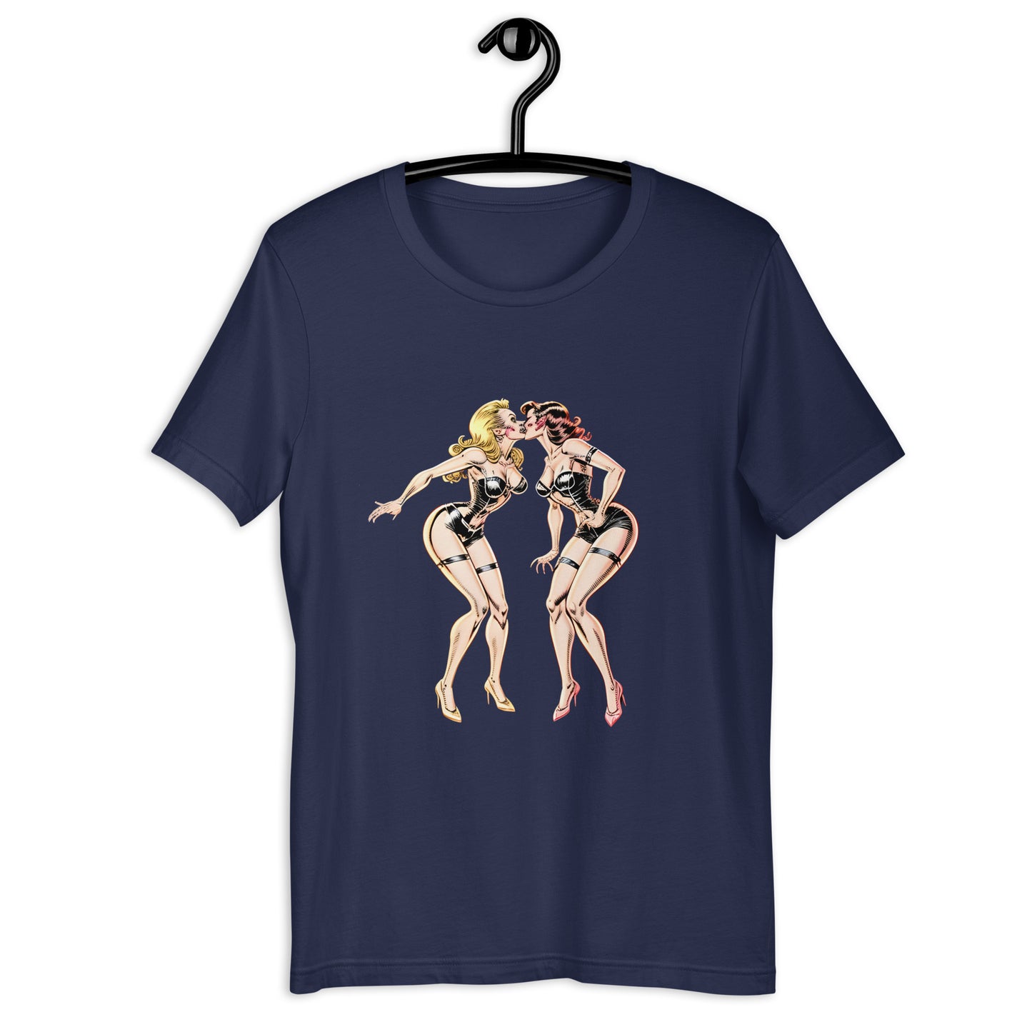 Two Rocker Kissing Pinup Girls Unisex t-shirt
