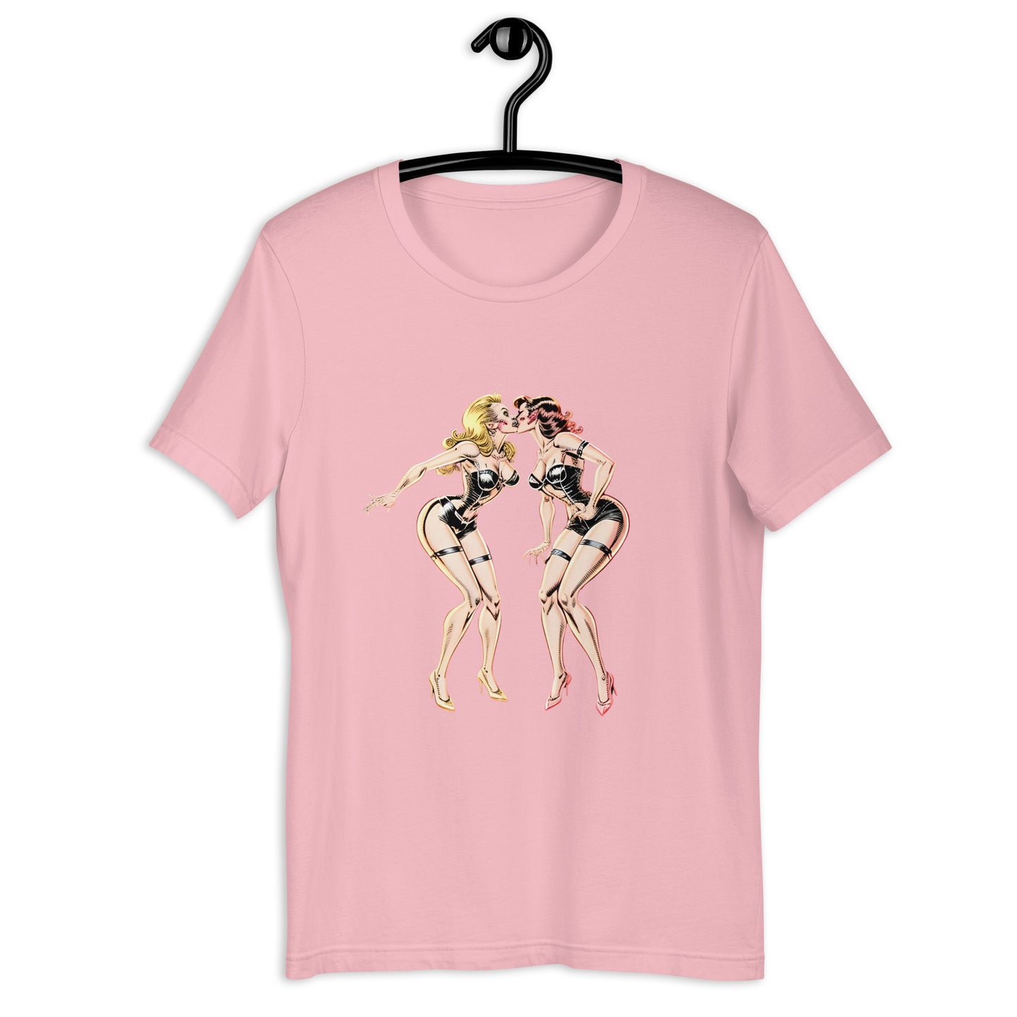 Two Rocker Kissing Pinup Girls Unisex t-shirt