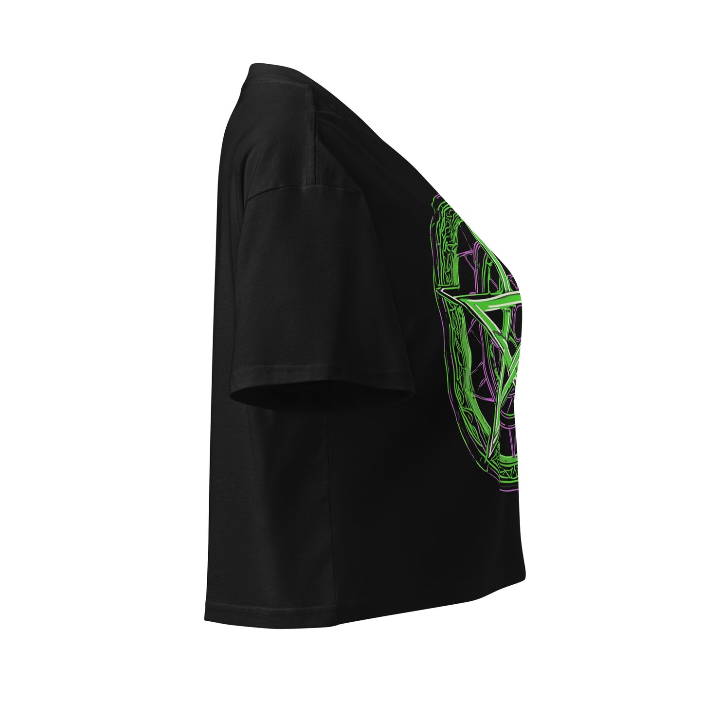Green Pentagram Women’s crop top - Free Delivery! Rock / Metal / Electronic / EDM / Underground - Alternative Apparel and Merch Only from Phase B Records.