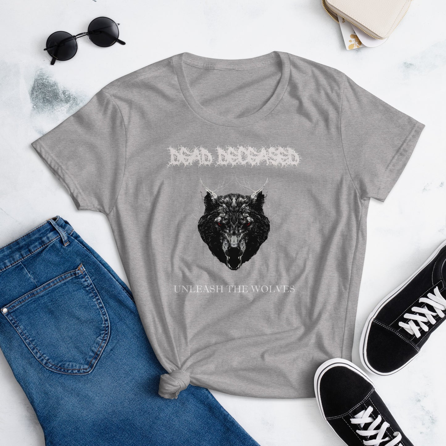 Dead Deceased Unleash the Wolves Women's short sleeve t-shirt – Free Delivery! Rock / Metal / Gothic Alternative - Alternative Apparel Only from Phase B Records. Plus Size to 2XL