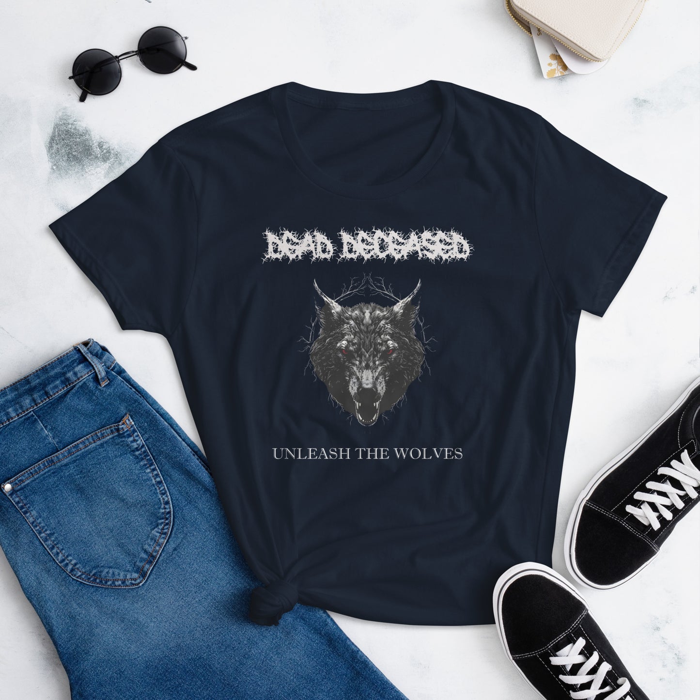 Dead Deceased Unleash the Wolves Women's short sleeve t-shirt – Free Delivery! Rock / Metal / Gothic Alternative - Alternative Apparel Only from Phase B Records. Plus Size to 2XL