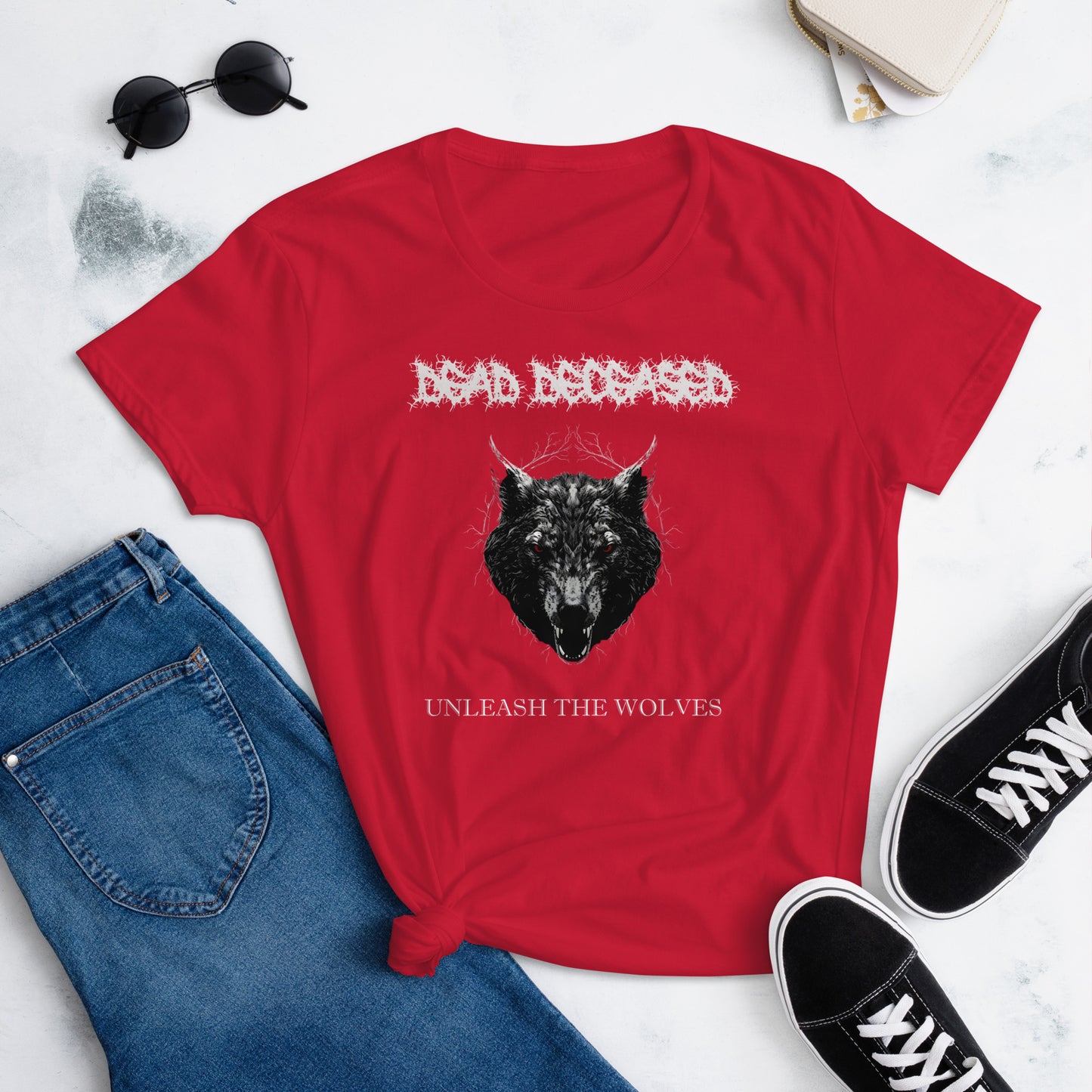 Dead Deceased Unleash the Wolves Women's short sleeve t-shirt – Free Delivery! Rock / Metal / Gothic Alternative - Alternative Apparel Only from Phase B Records. Plus Size to 2XL