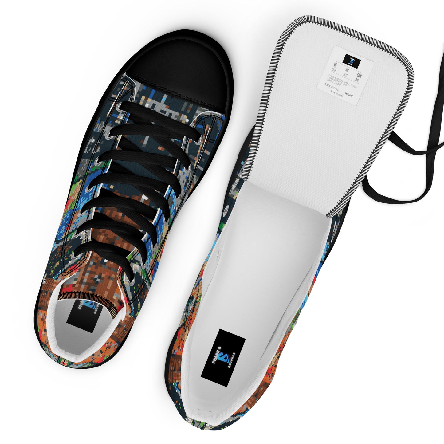 Pixel Guitar Women’s high top canvas shoes