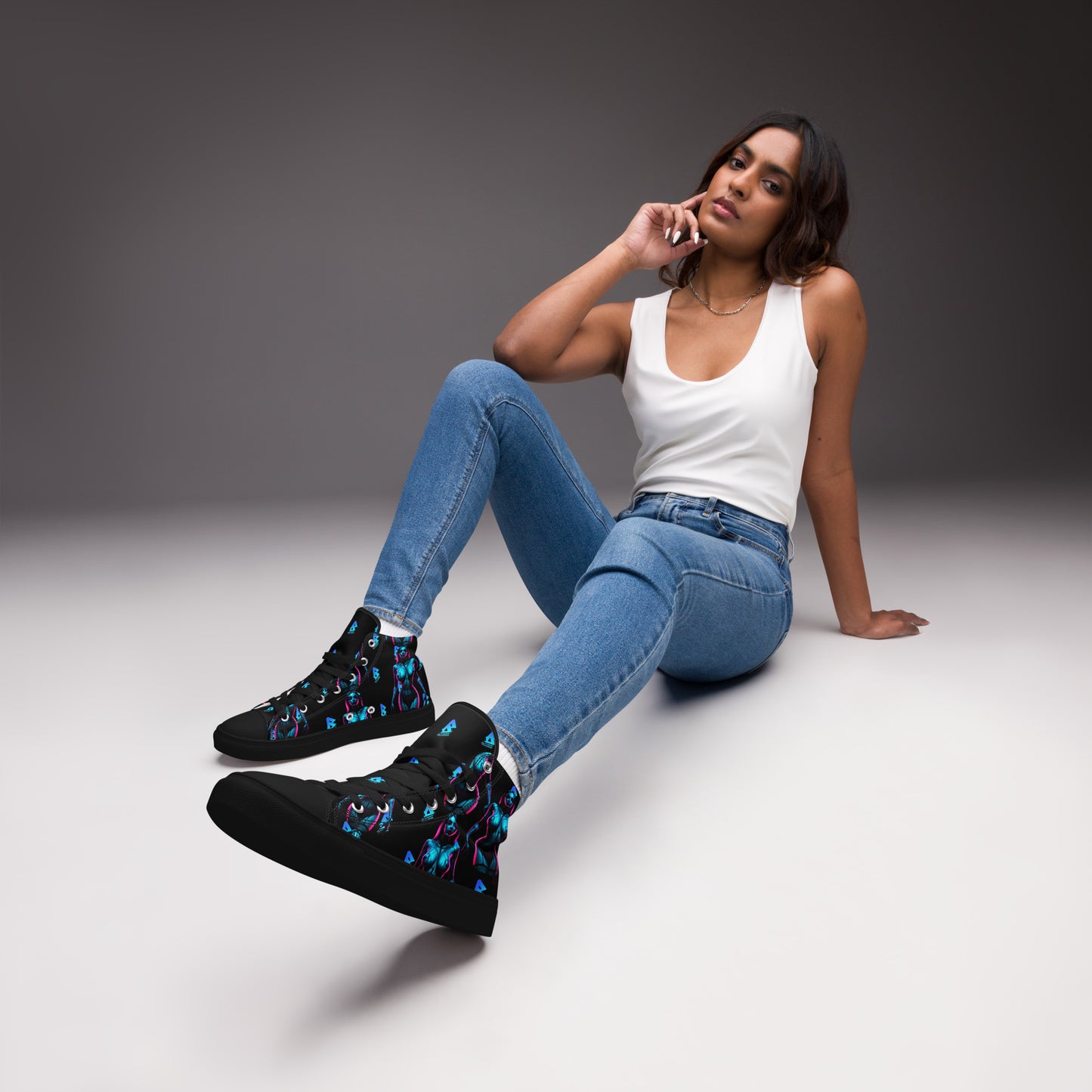 Pinup turquoise Women’s high top canvas shoes